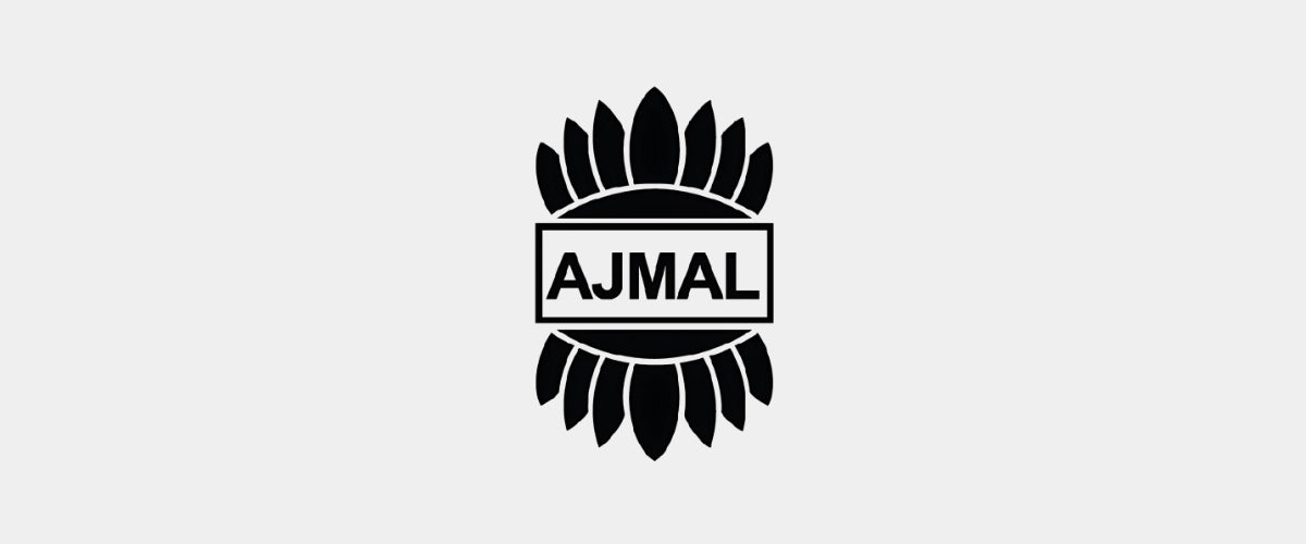 Logo negro fondo gris ajmal