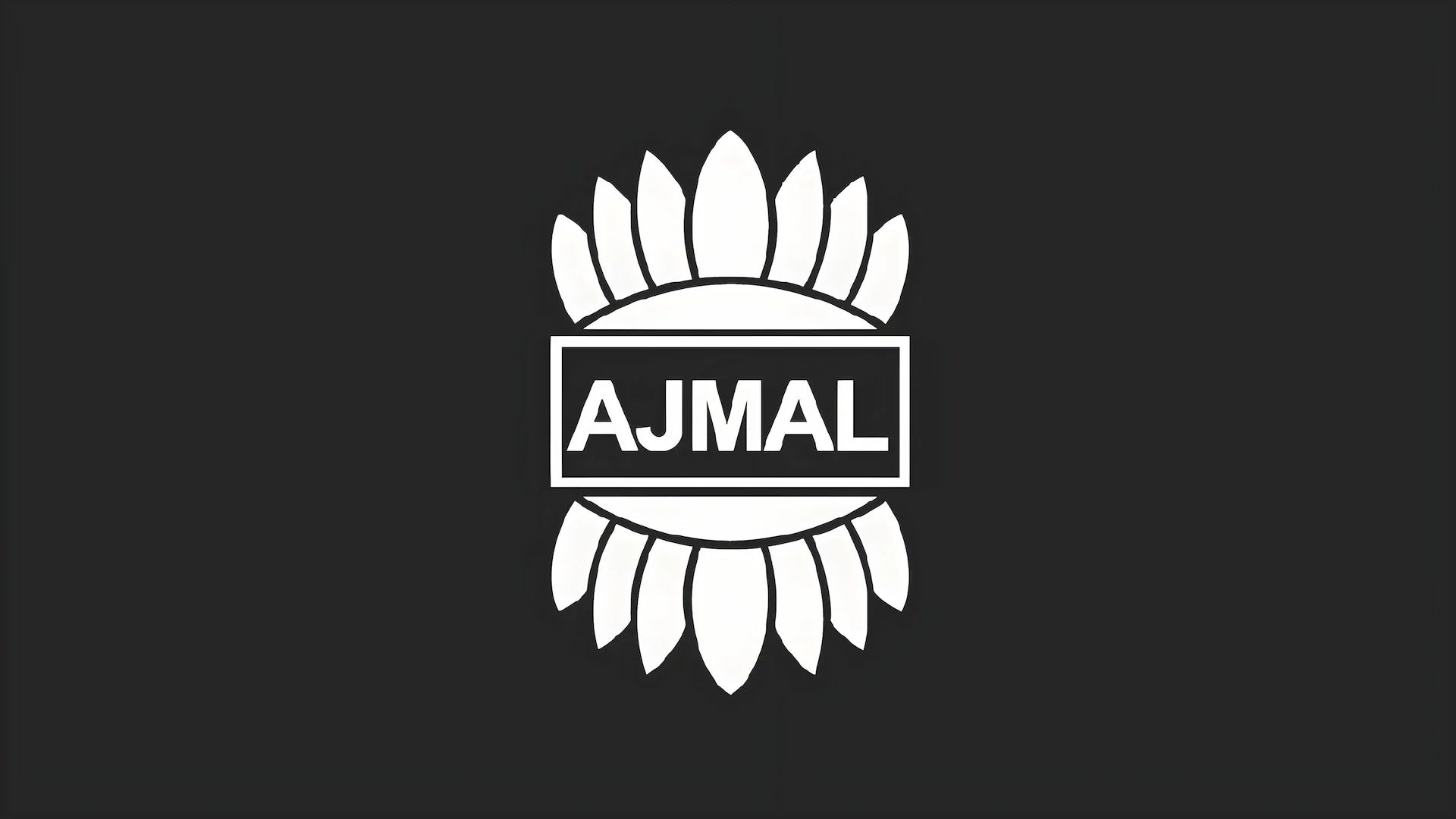Logo blanco ajmal fondo negro