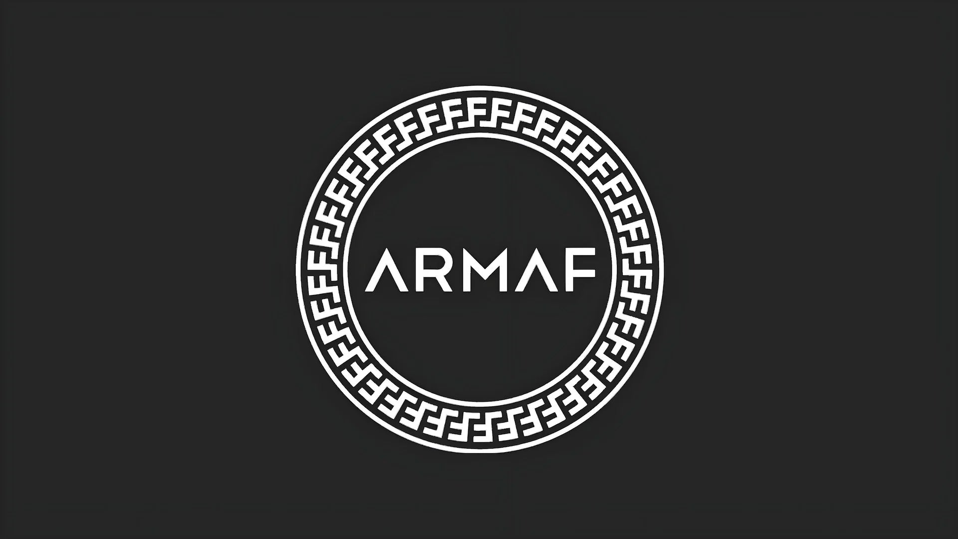 Logo blanco armaf fondo negro