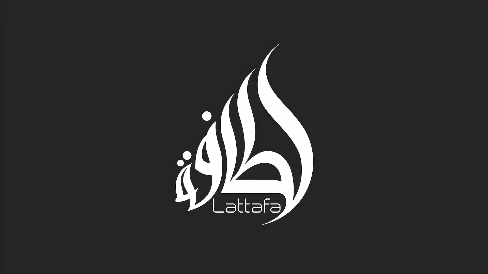 Logo blanco lattafa con fondo negro