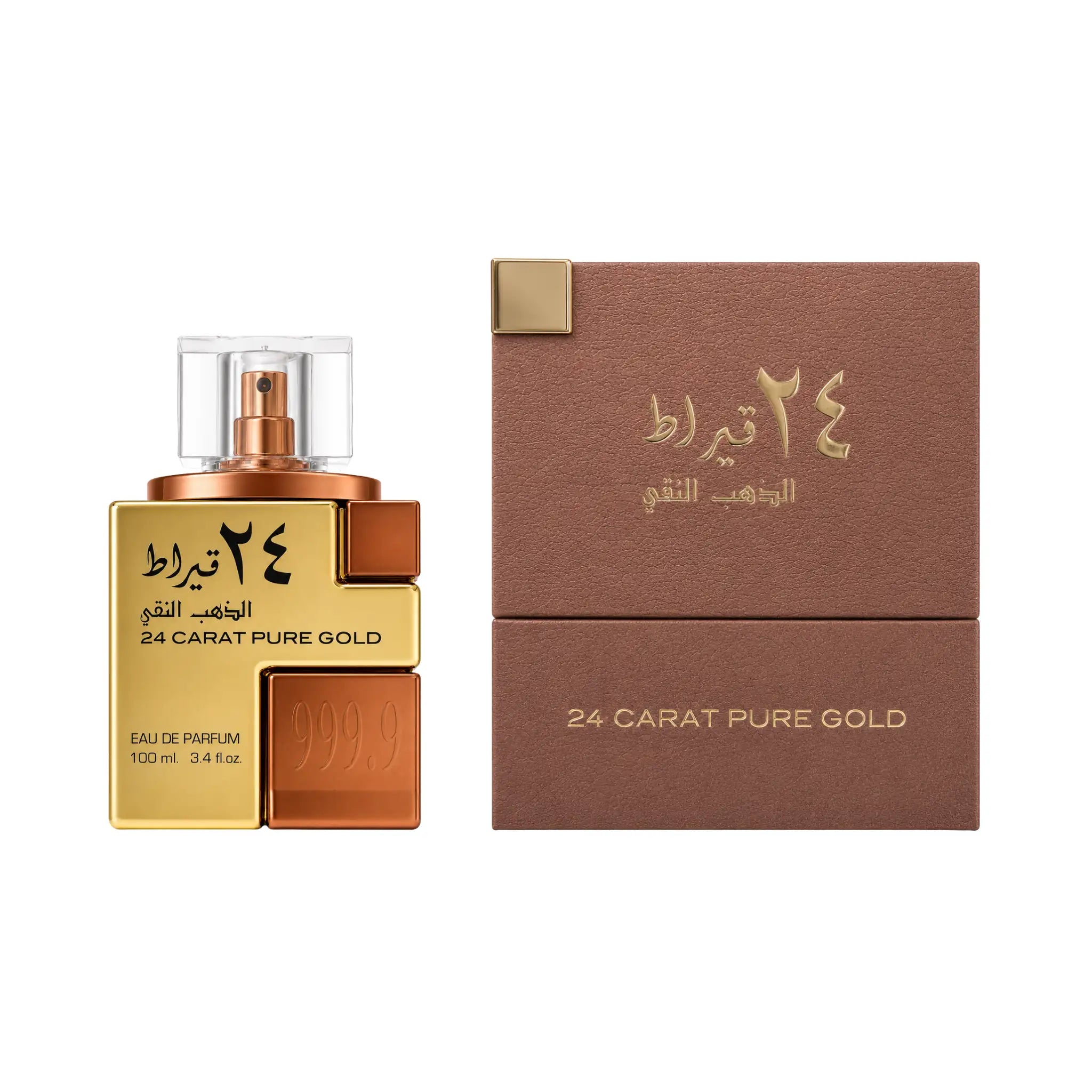 Frasco y caja de 24 Carat Pure Gold Lattafa Eau de Parfum Unisex