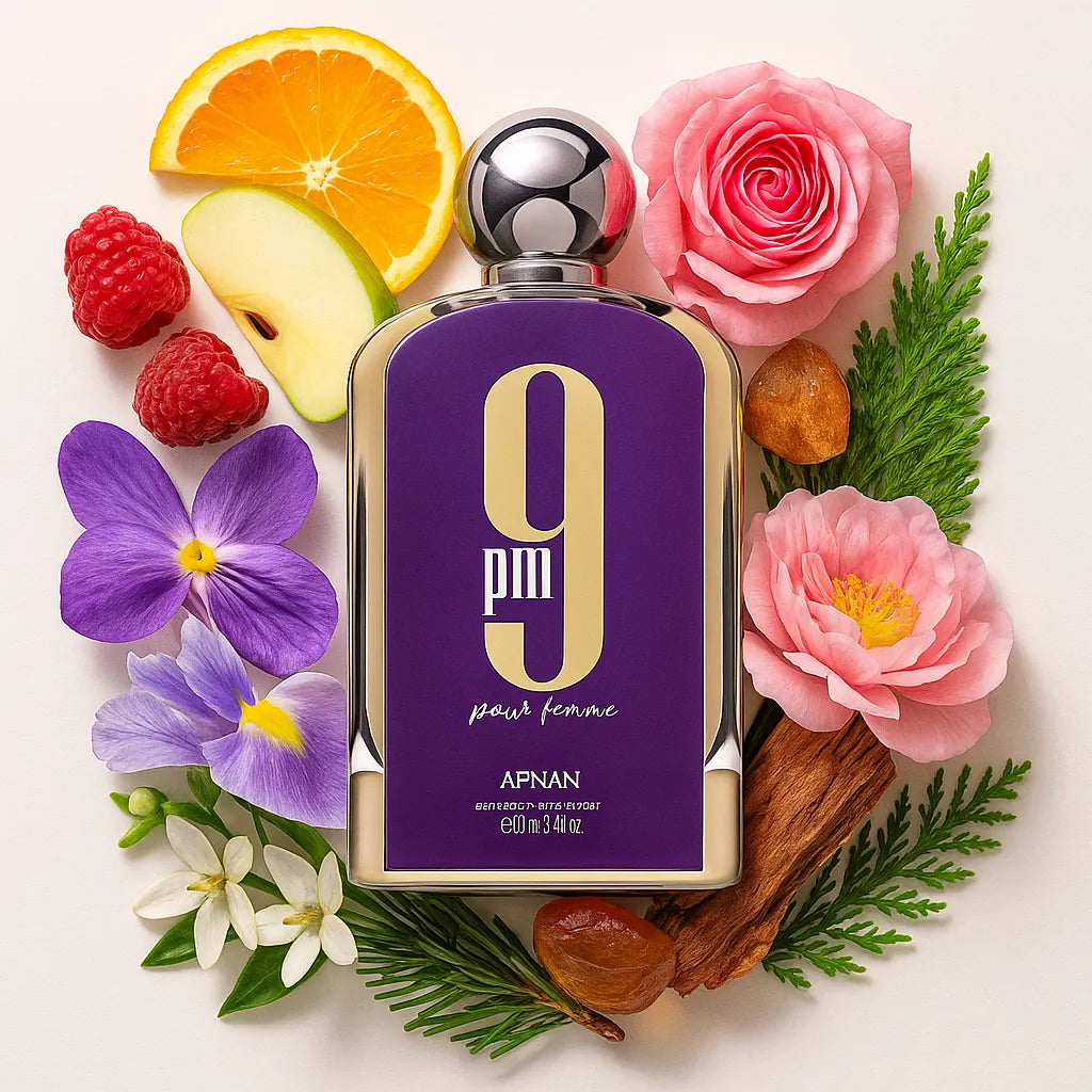 9PM_Pour_Femme_Afnan_Eau_de_Parfum_Para_Mujer_Fondo_Blanco_Cedro_Pino