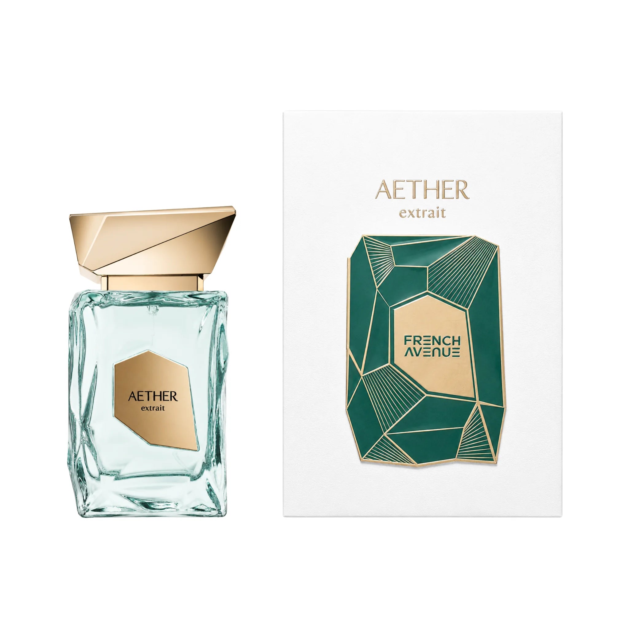 Frasco y caja de Aether French Avenue Extrait de Parfum Unisex