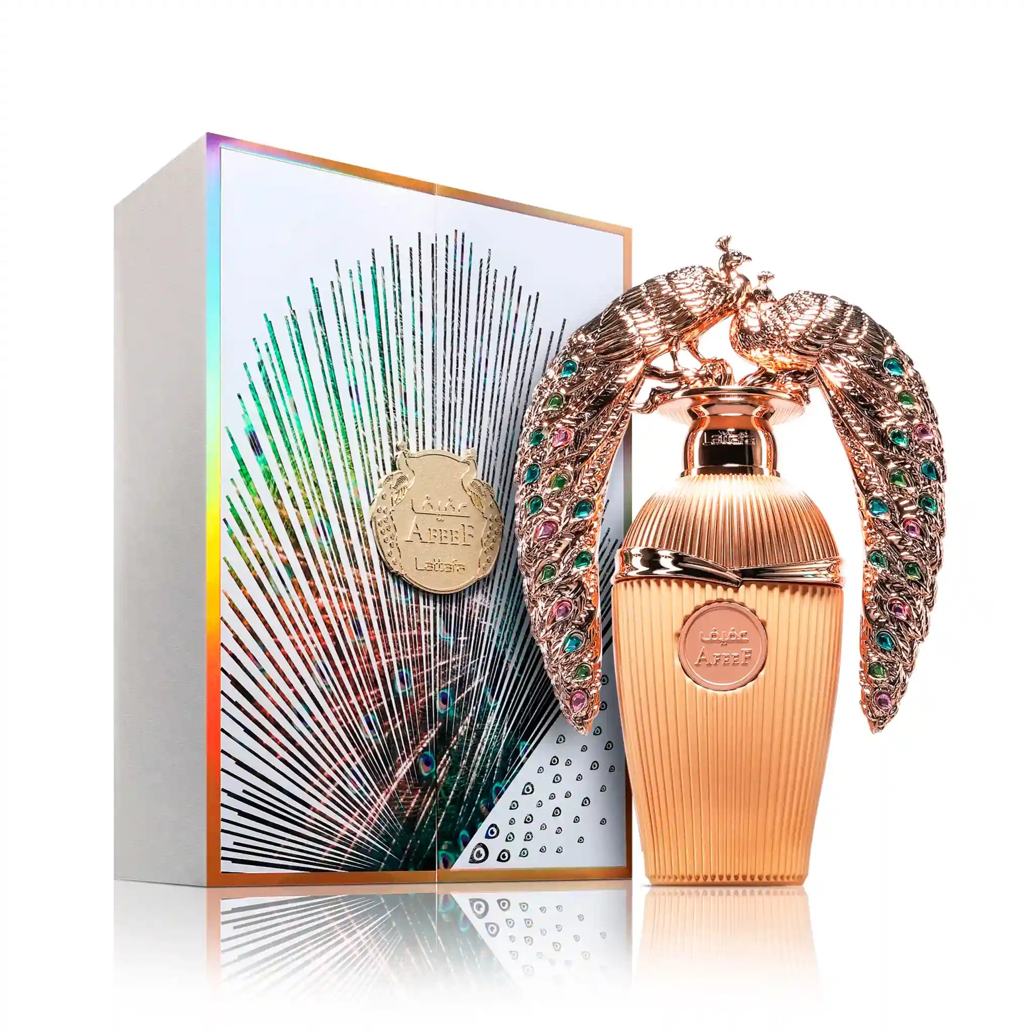 Frasco y caja de Afeef Lattafa Eau de Parfum Unisex
