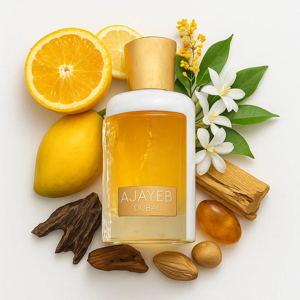 Ajayeb_Dubai_Portrait_Lattafa_Eau_de_Parfum_Unisex_Fondo_Blanco_Limon_Mango_Jazmin