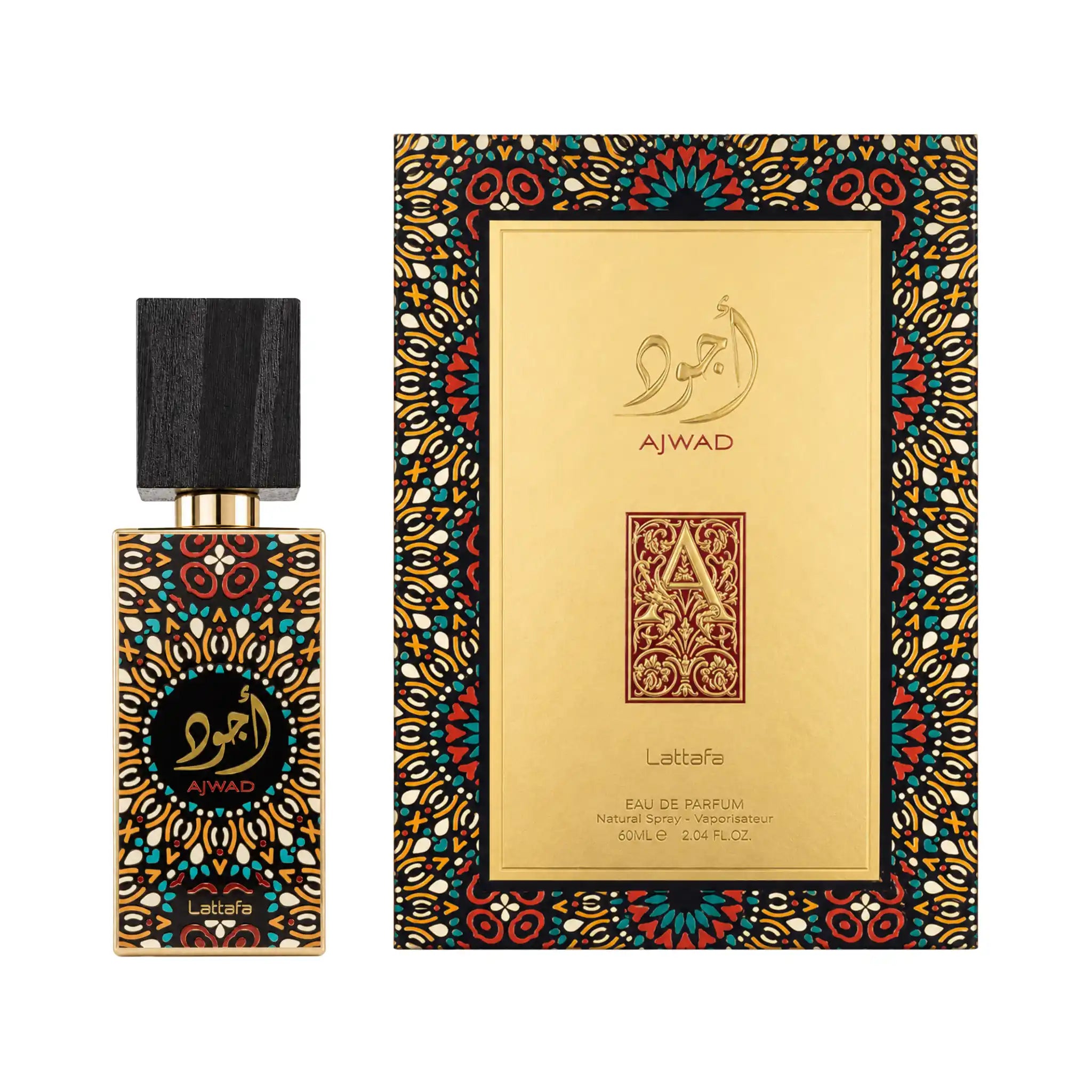 Frasco y caja del Ajwad Lattafa Eau de Parfum Para Mujer