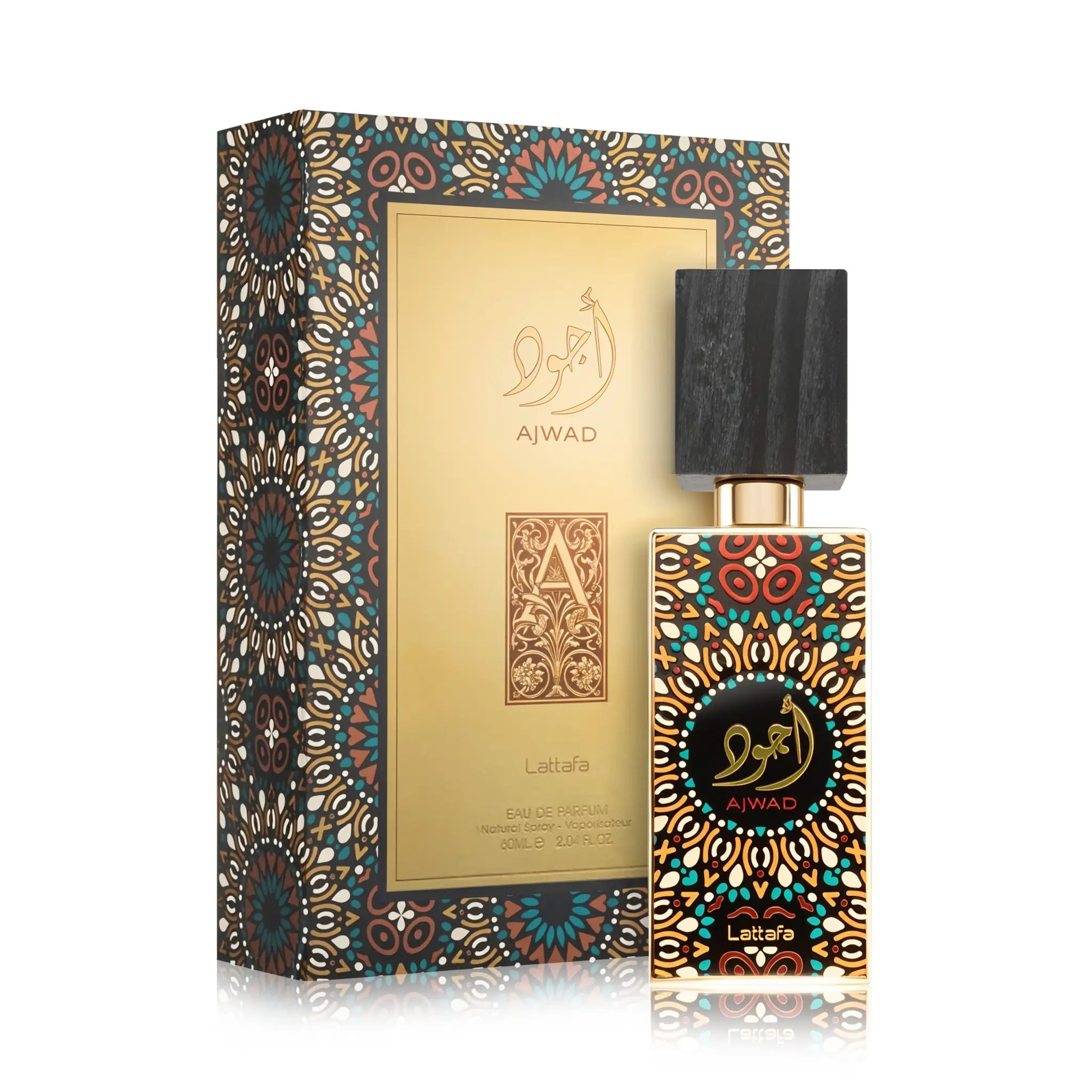 Frasco y caja del Ajwad Lattafa Eau de Parfum Para Mujer