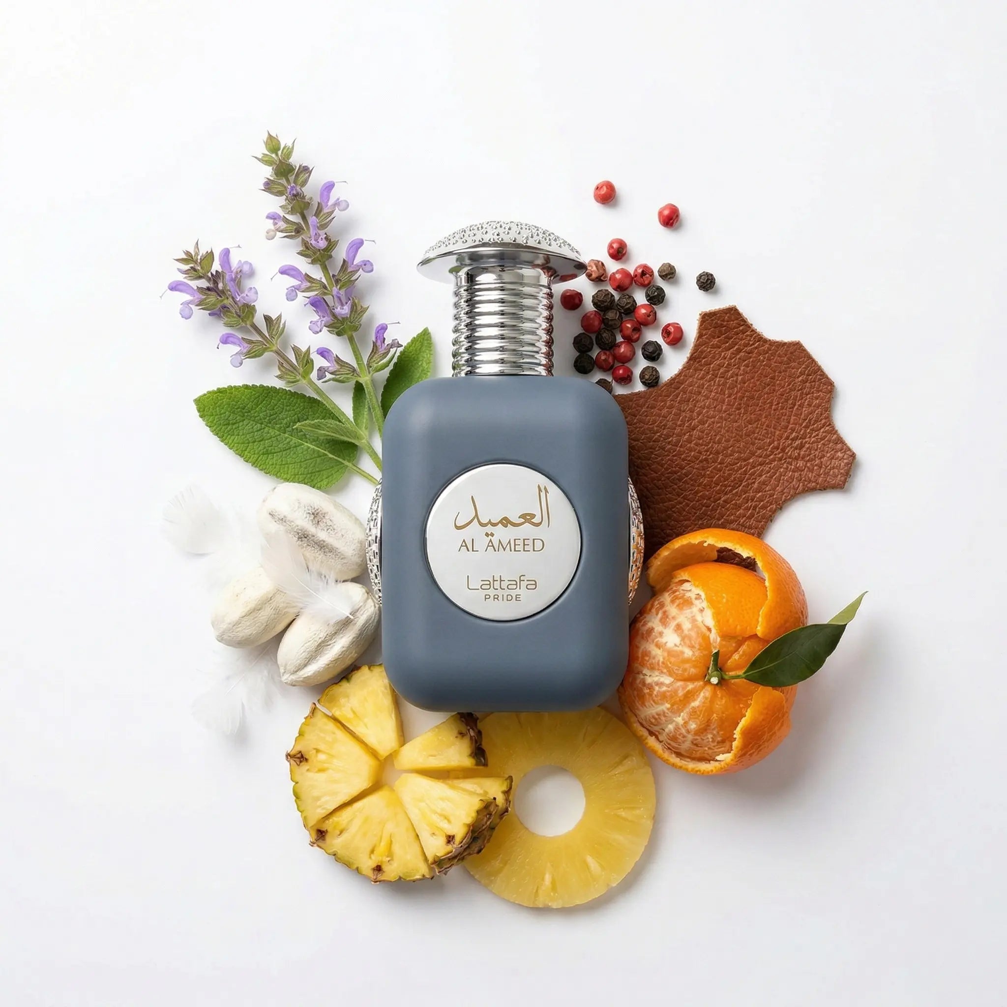 Al_Ameed_Lattafa_Eau_de_Parfum_Para_Hombre_Fondo_Blanco_Piña_Cuero