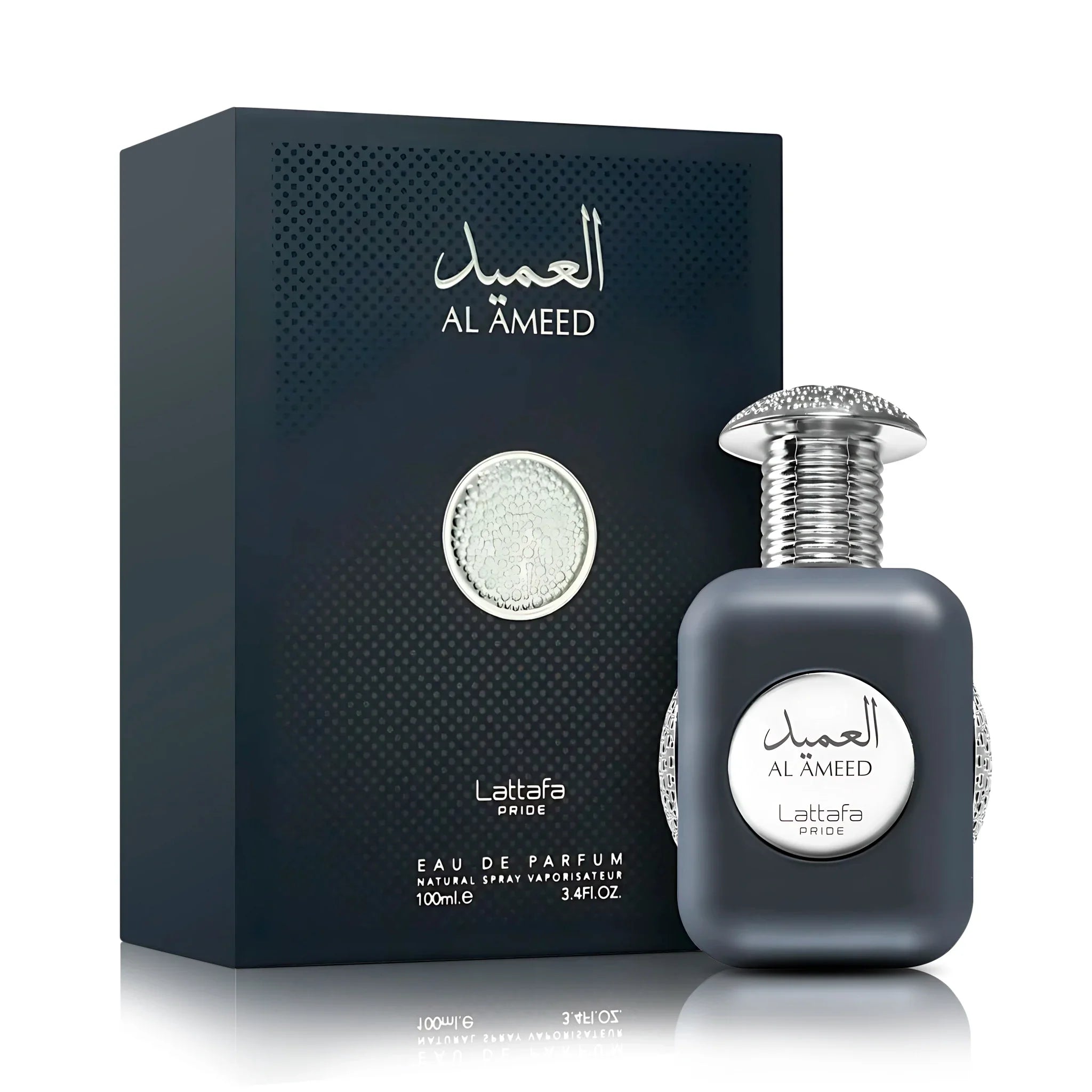 Frasco y caja de Al Ameed Lattafa Eau de Parfum Para Hombre