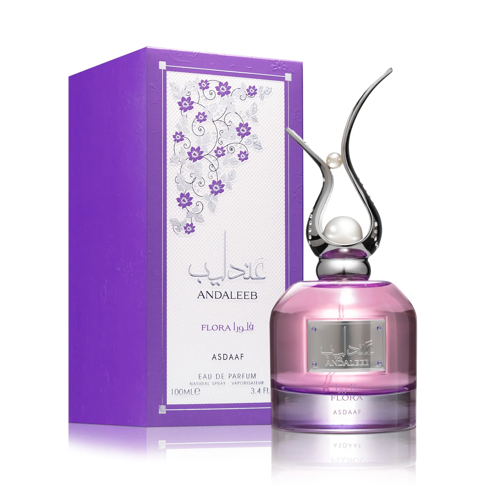 Frasco y caja de Al Andaleeb Flora Asdaaf Eau de Parfum Para Mujer