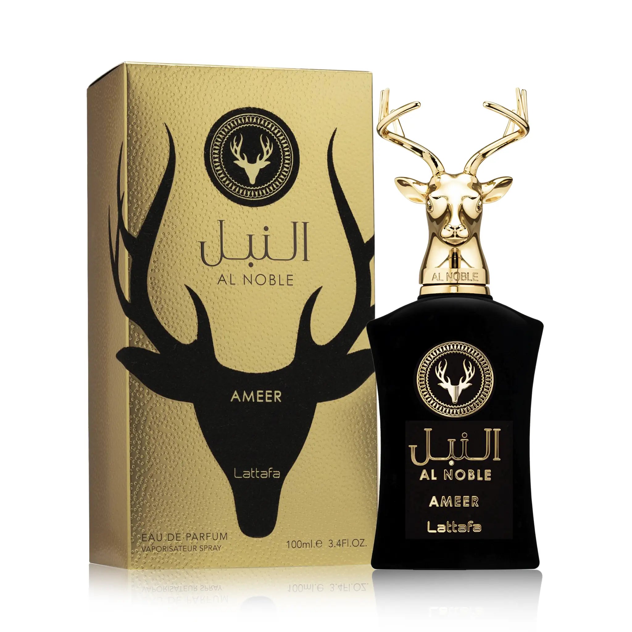 Frasco y caja del Al Noble Ameer Lattafa Eau de Parfum Para Hombre