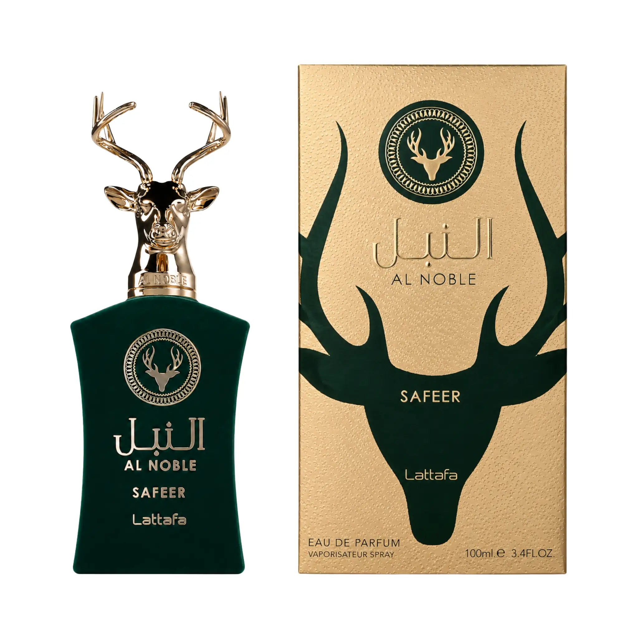 Frasco y caja de Al Noble Safeer Lattafa Eau de Parfum Unisex