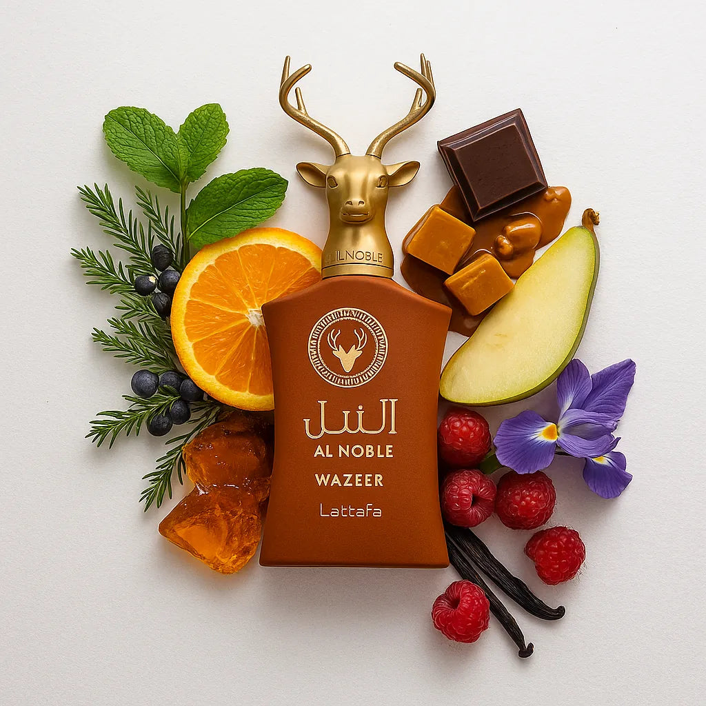 Al_Noble_Wazeer_Lattafa_Eau_de_Parfum_Unisex_Fondo_Blanco_Menta_Naranja