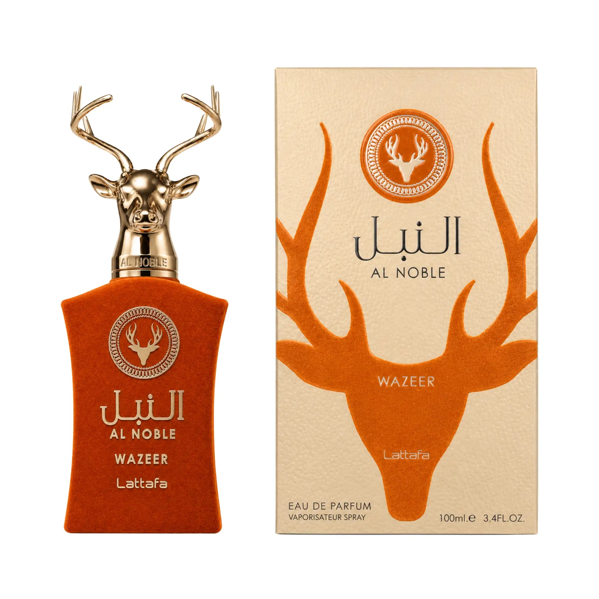 Frasco y caja de Al Noble Wazeer Lattafa Eau de Parfum Unisex