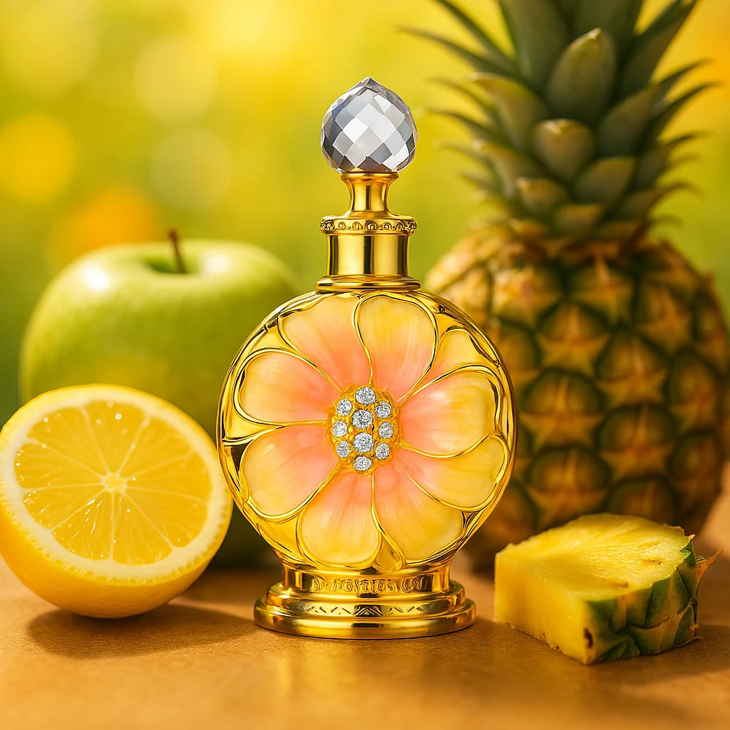 Amaali Swiss Arabian Aceite Perfumado Para Mujer con fondo de piña