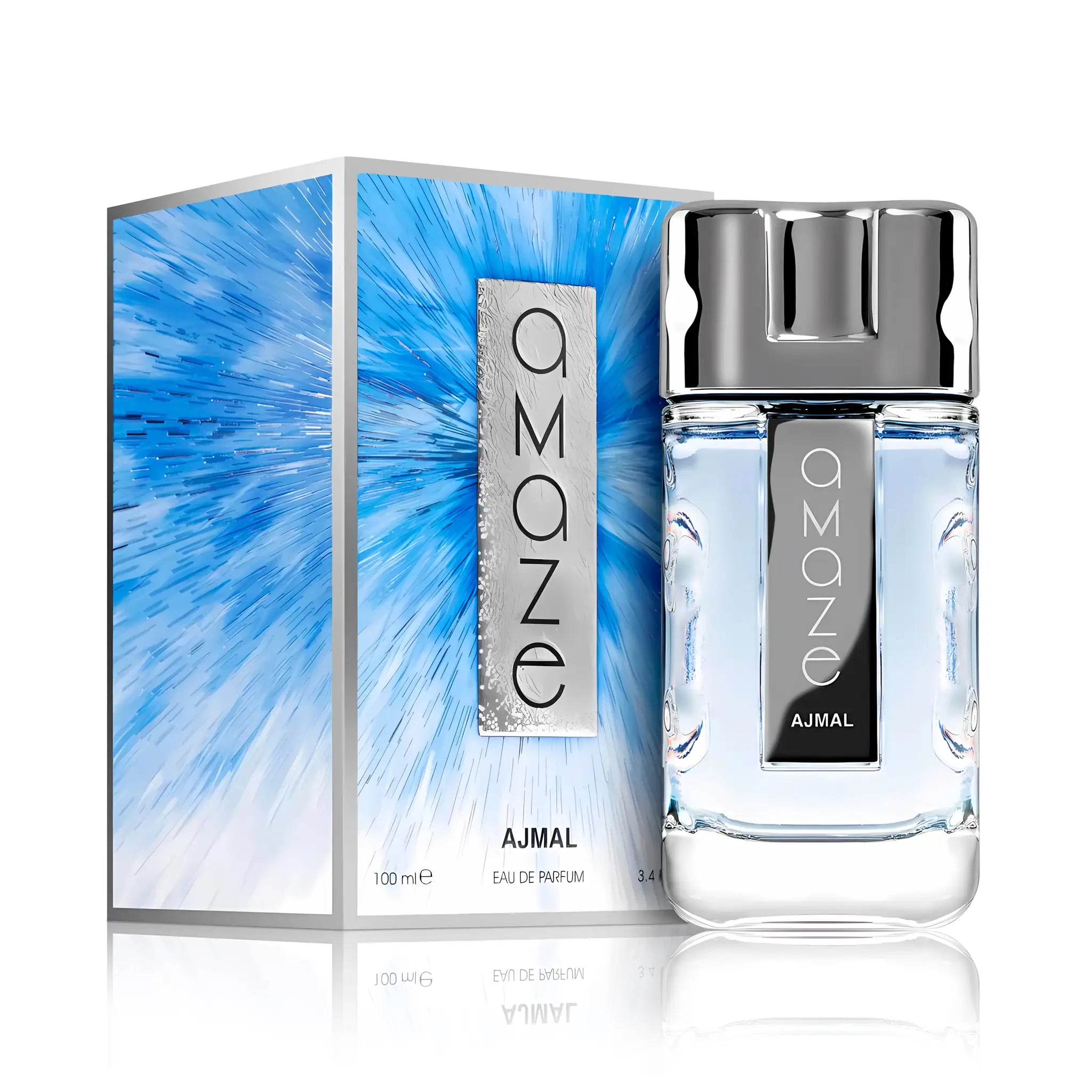 Frasco y caja de Amaze for Men Ajmal Eau de Parfum Para Hombre