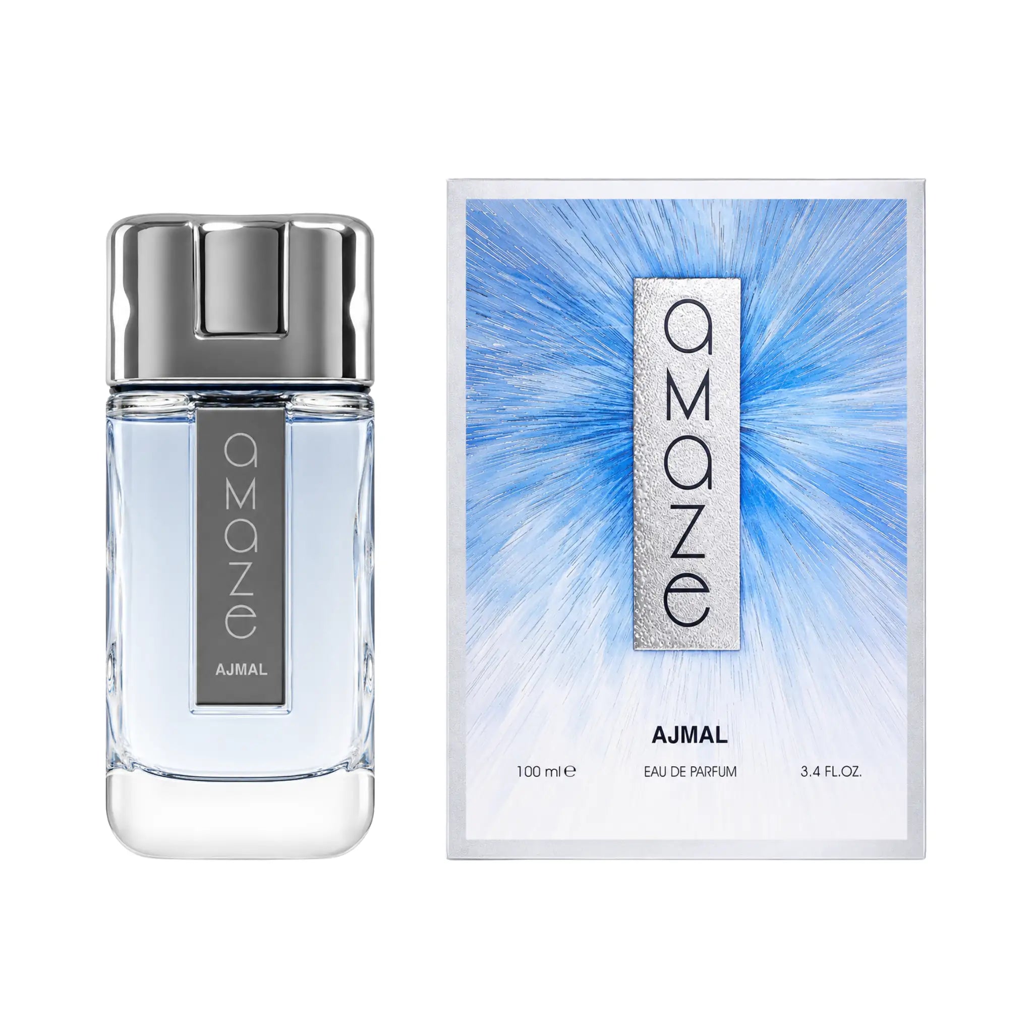 Frasco y caja de Amaze for Men Ajmal Eau de Parfum Para Hombre
