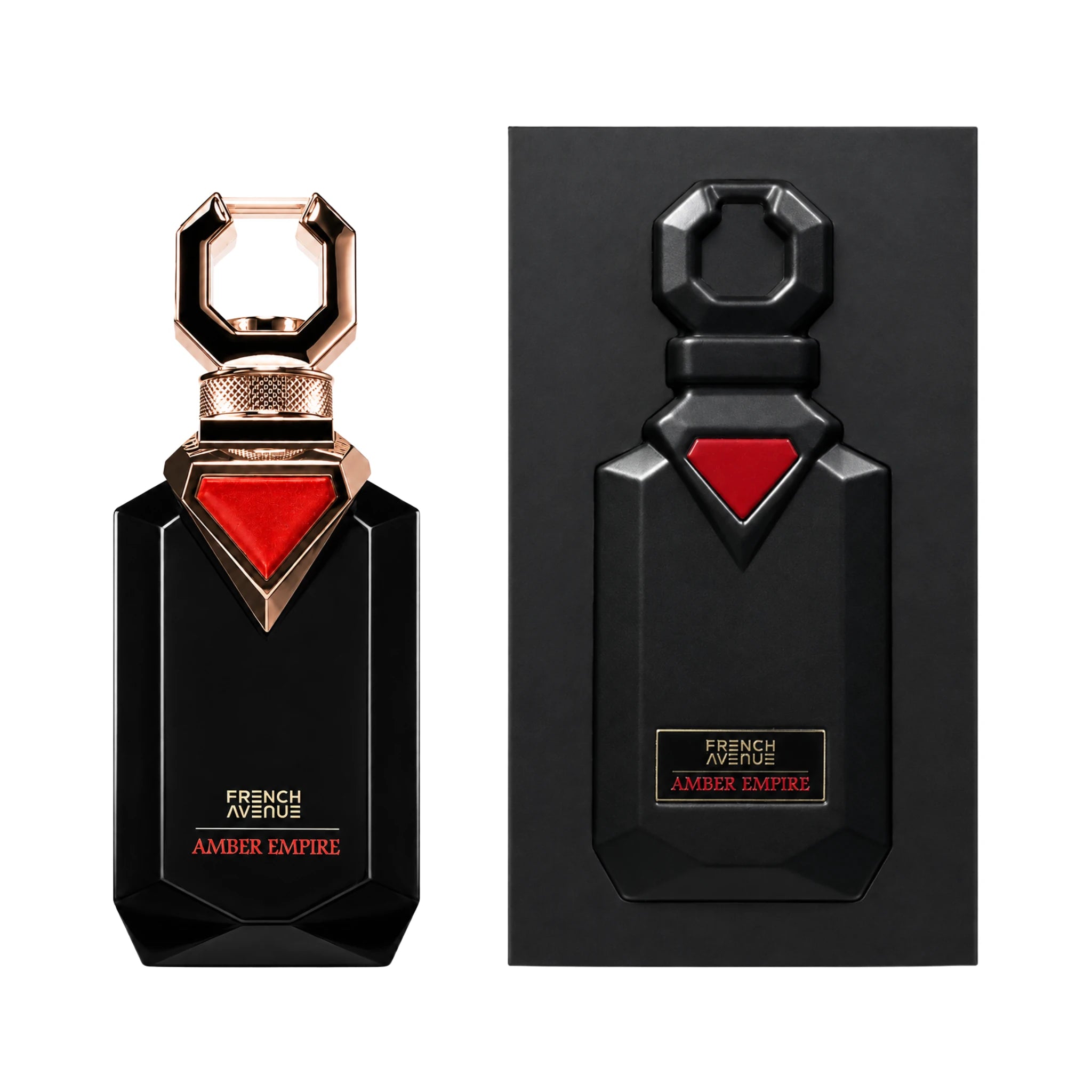 Frasco y caja de Amber Empire French Avenue Extrait de Parfum Para Hombre
