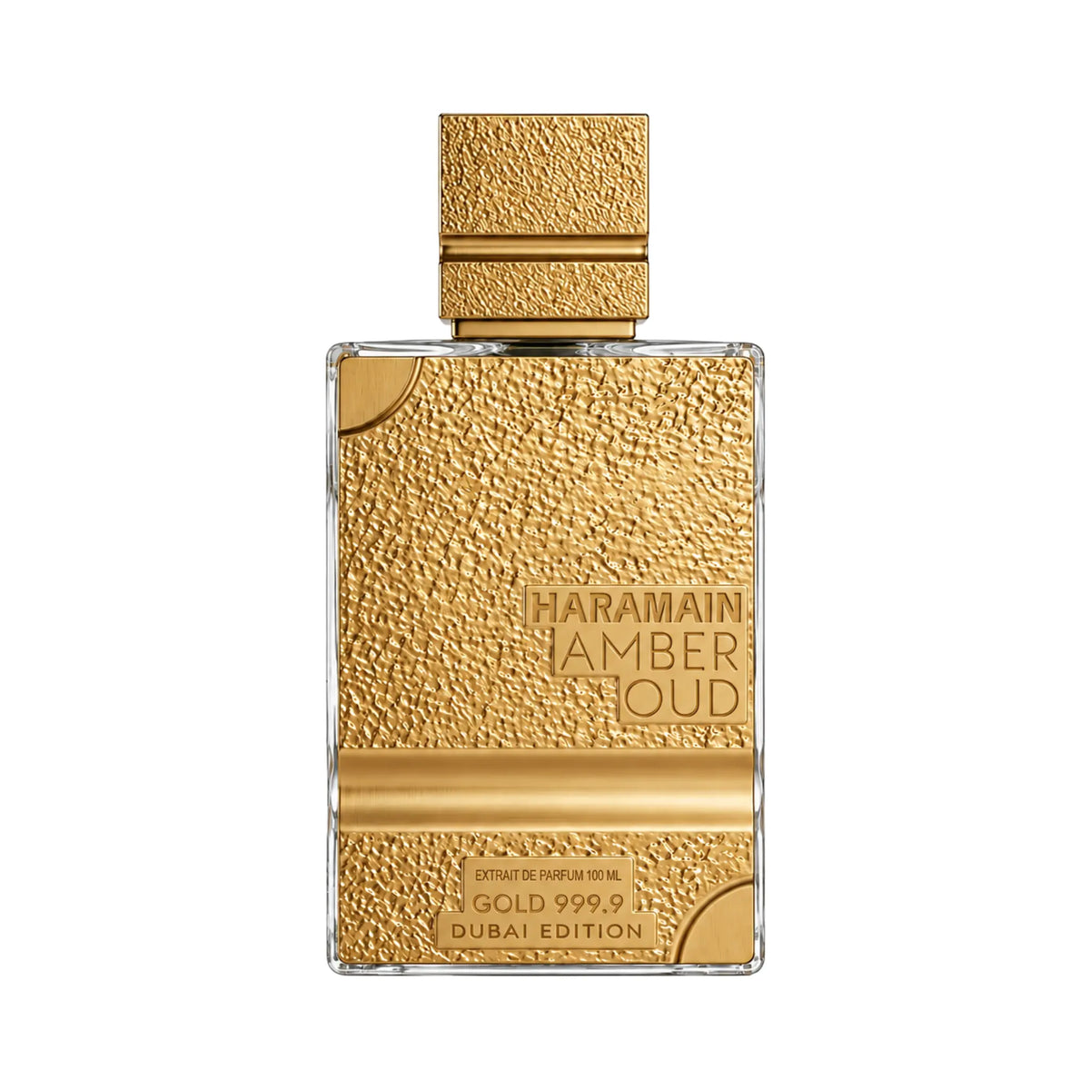 Botella de Amber Oud Gold 999.9 Dubai Edition Al Haramain Eau de Parfum