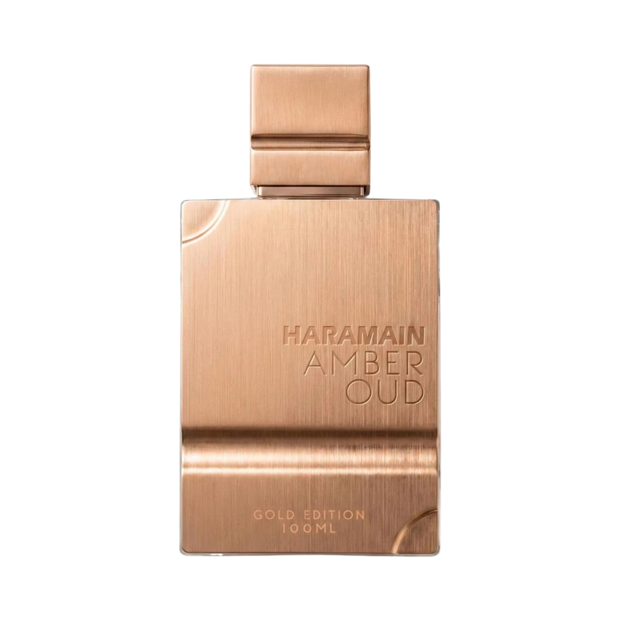 Foto frontal Amber Oud Gold Edition Al Haramain Eau de Parfum Unisex fondo blanco