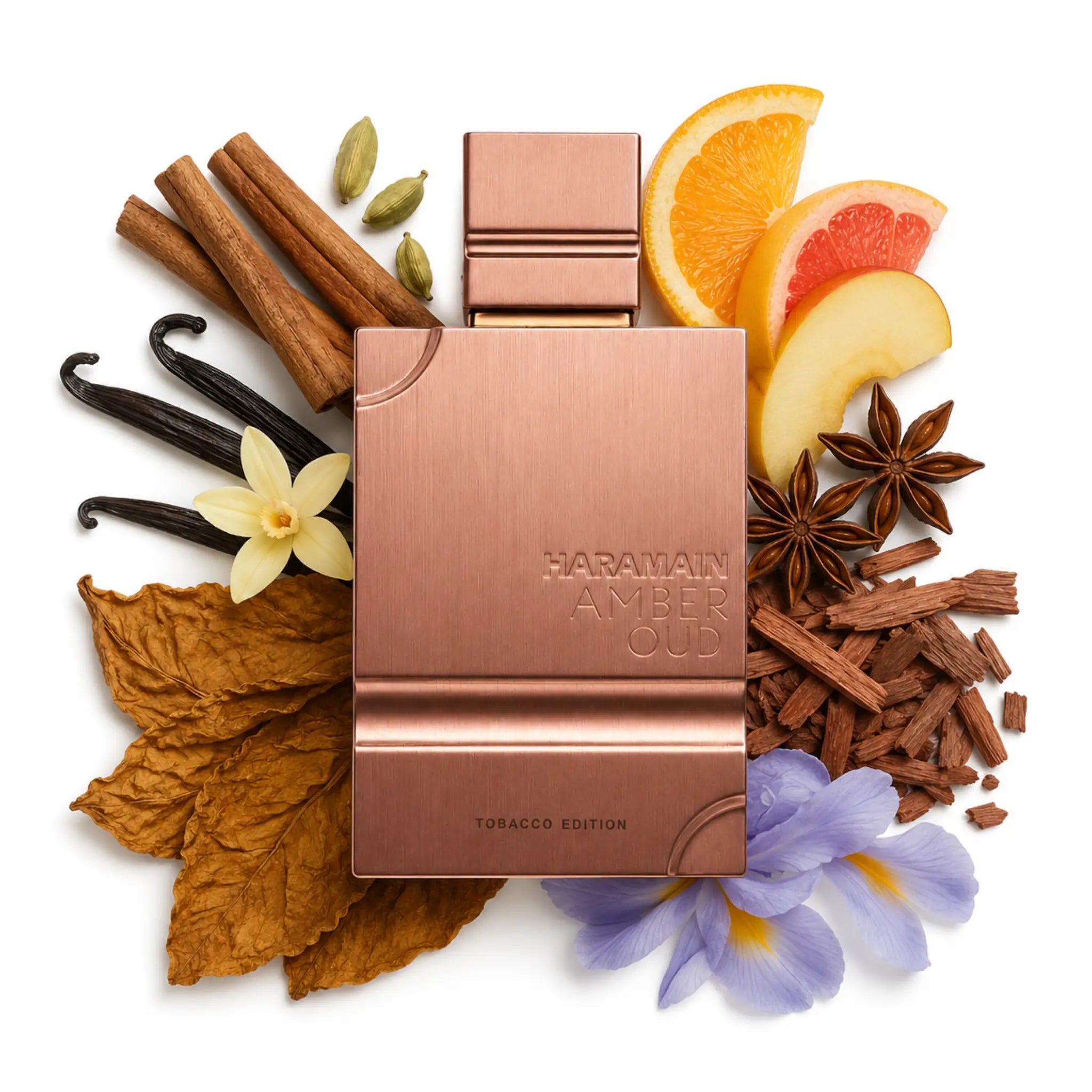 Amber_Oud_Tobacco_Edition_Al_Haramain_Eau_de_Parfum_Unisex_Fondo_Blanco_Tabaco_Canela_Jengibre_Pimienta_Vainilla_Cacao_Incienso
