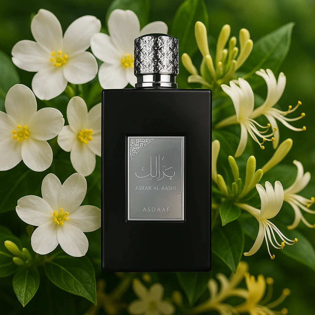 Ameer Al Arab Asdaaf Eau de Parfum Para Hombre con fondo de flores