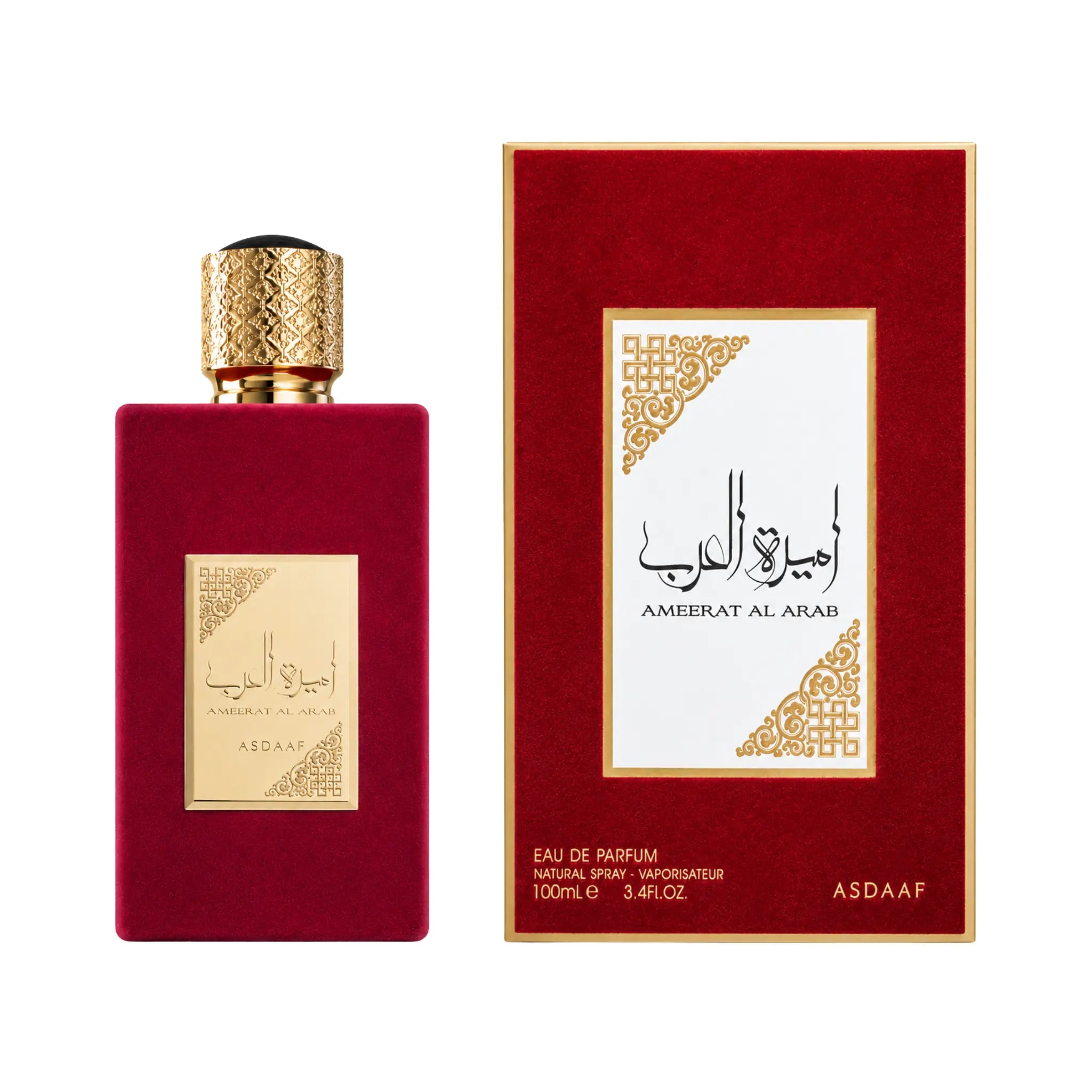 Frasco y caja de Ameerat Al Arab Asdaaf Eau de Parfum Para Mujer