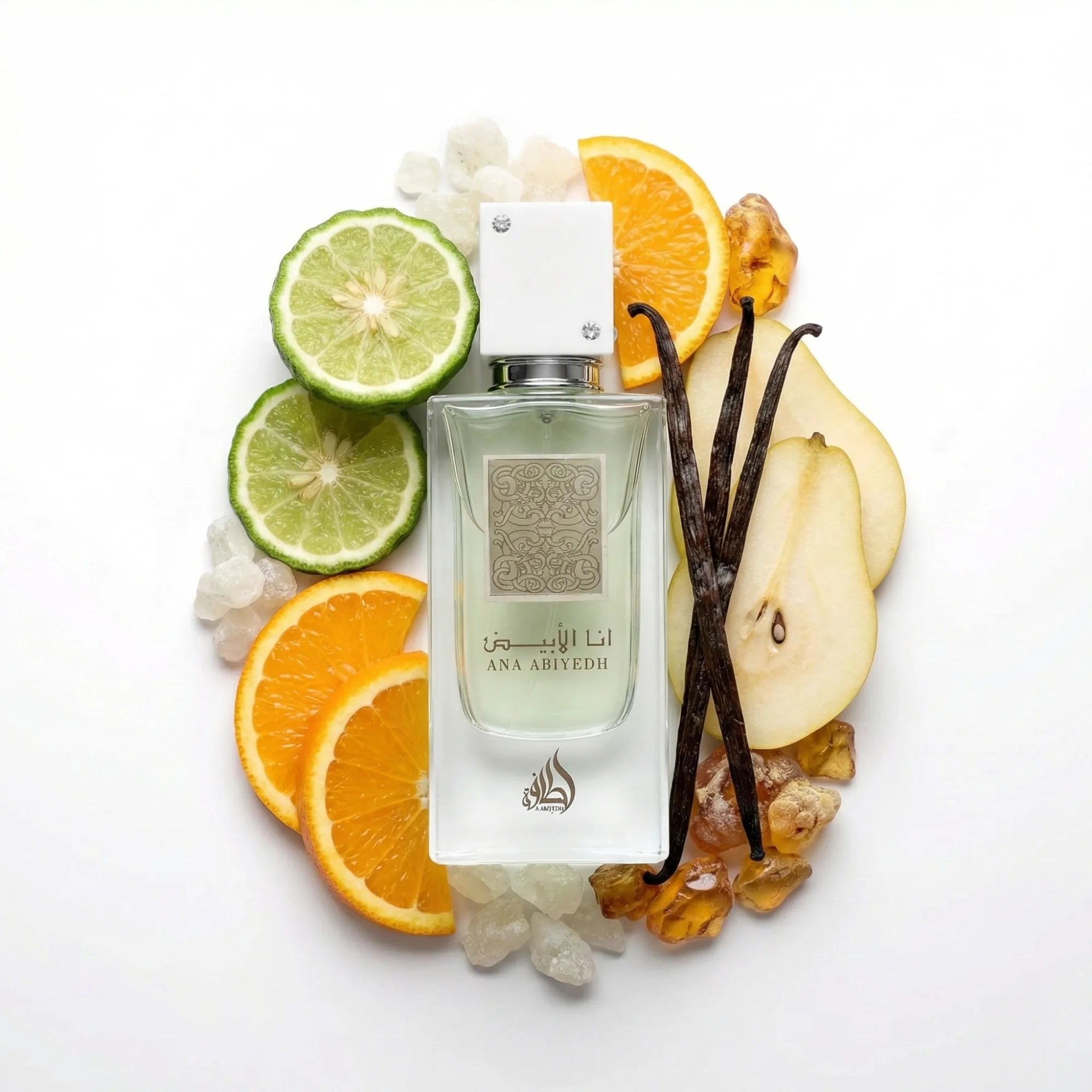 Ana_Abiyedh_Lattafa_Eau_de_Parfum_Unisex_Fondo_Blanco_Bergamota_Pera