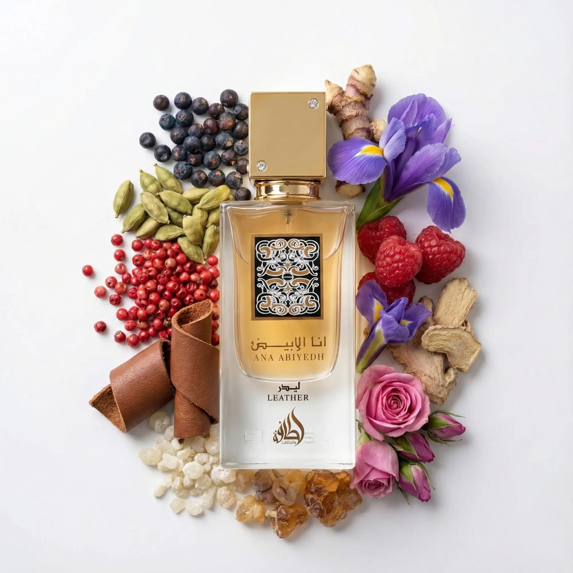 Ana_Abiyedh_Leather_Lattafa_Eau_de_Parfum_Para_Hombre_Fondo_Blanco_Bayas_Cardamomo_Pimientas_Frambuesa_Iris_Jengibre