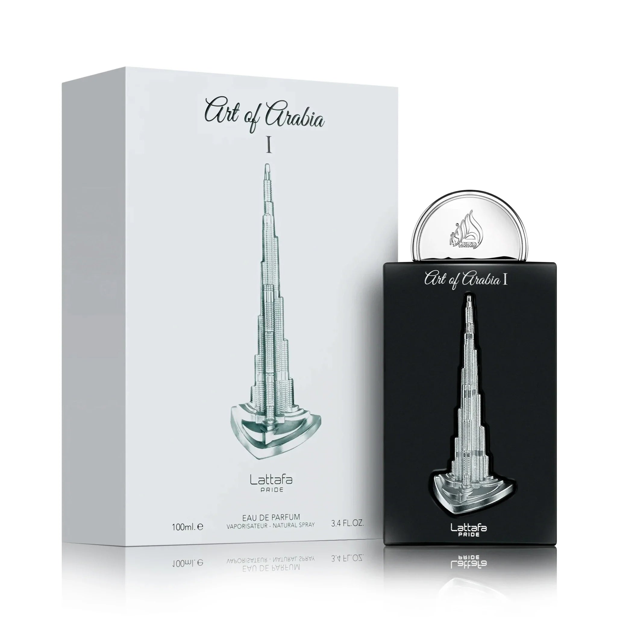 Frasco y caja de Art of Arabia I Lattafa Eau de Parfum Unisex