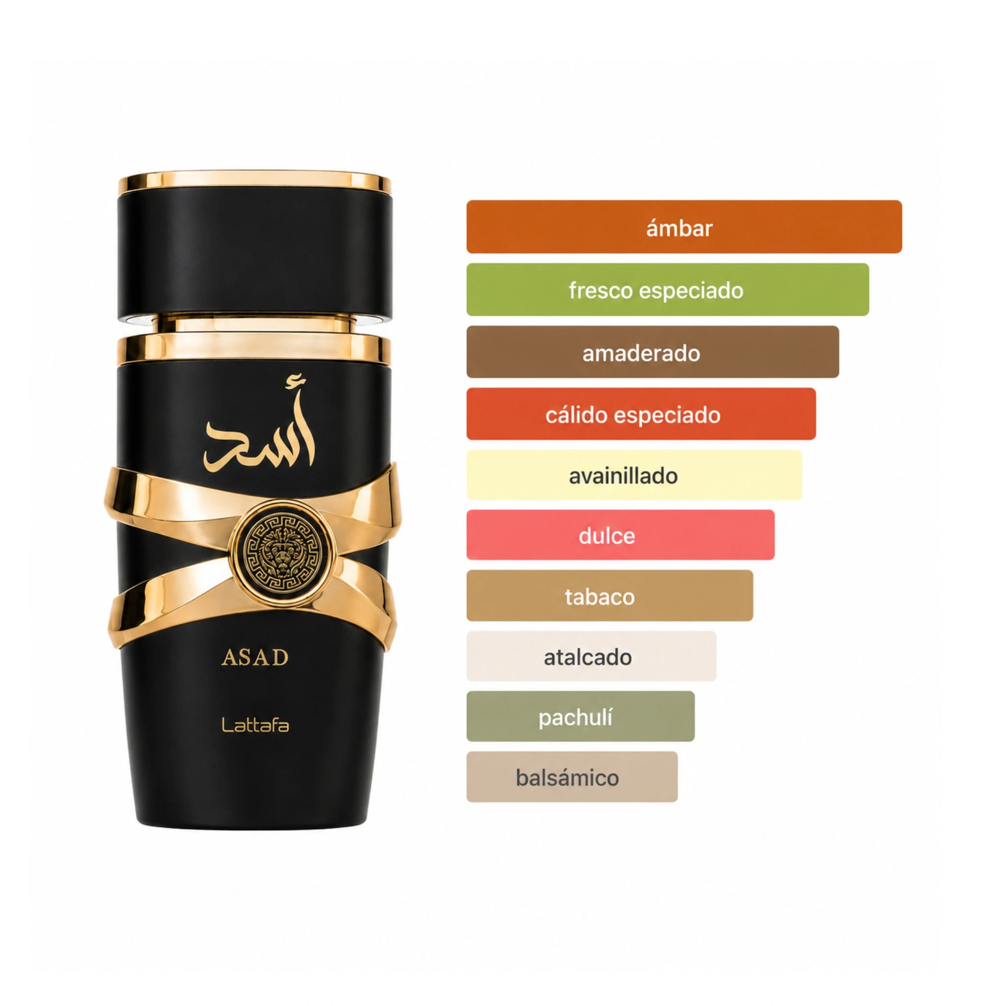 Perfil aromatico del perfume Asad Lattafa Eau de Parfum
