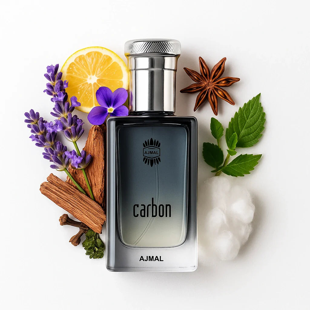 Carbon_Ajmal_Eau_de_Parfum_Para_Hombre_Fondo_Blanco_Clavos_Violeta