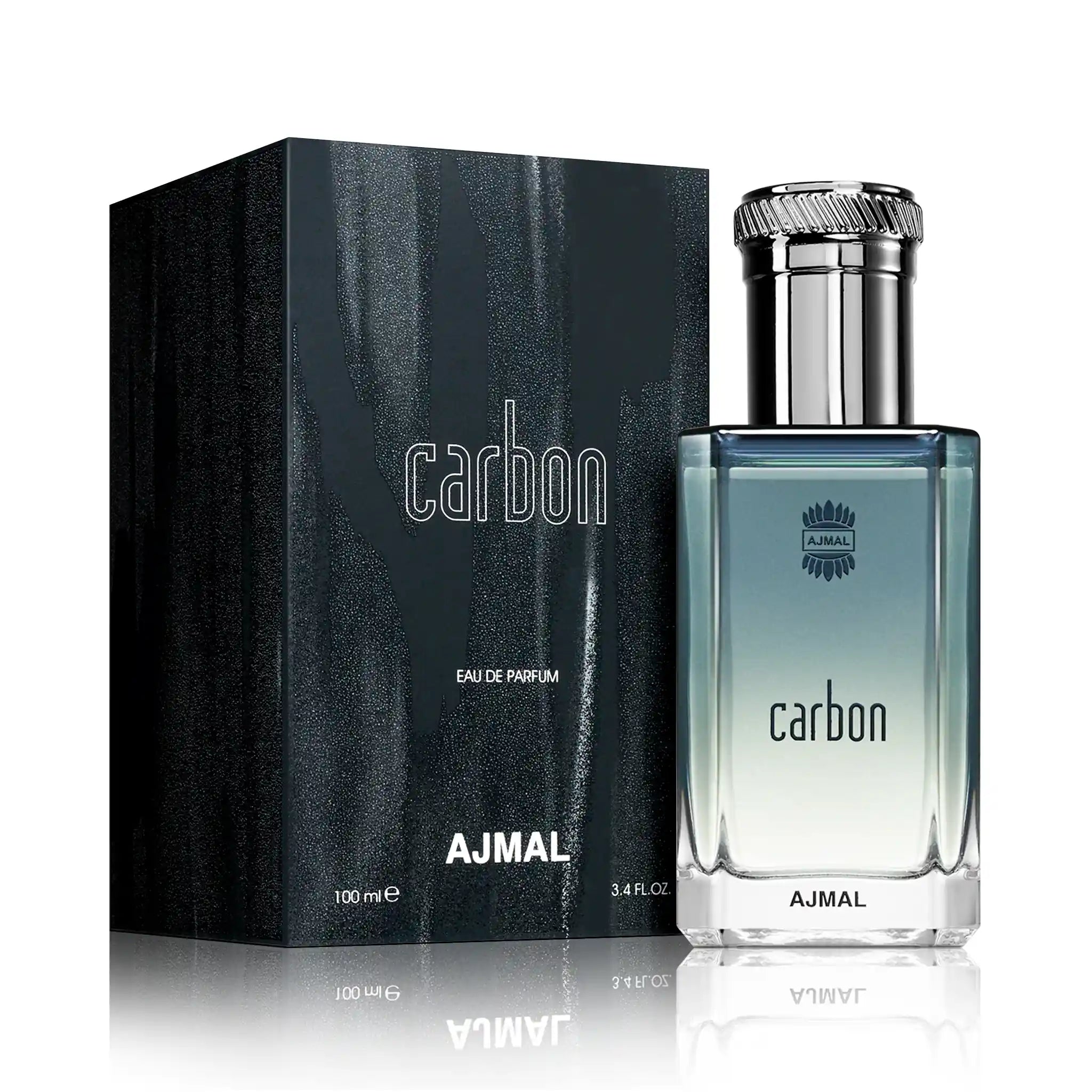 Frasco y caja de Carbon Ajmal Eau de Parfum Para Hombre