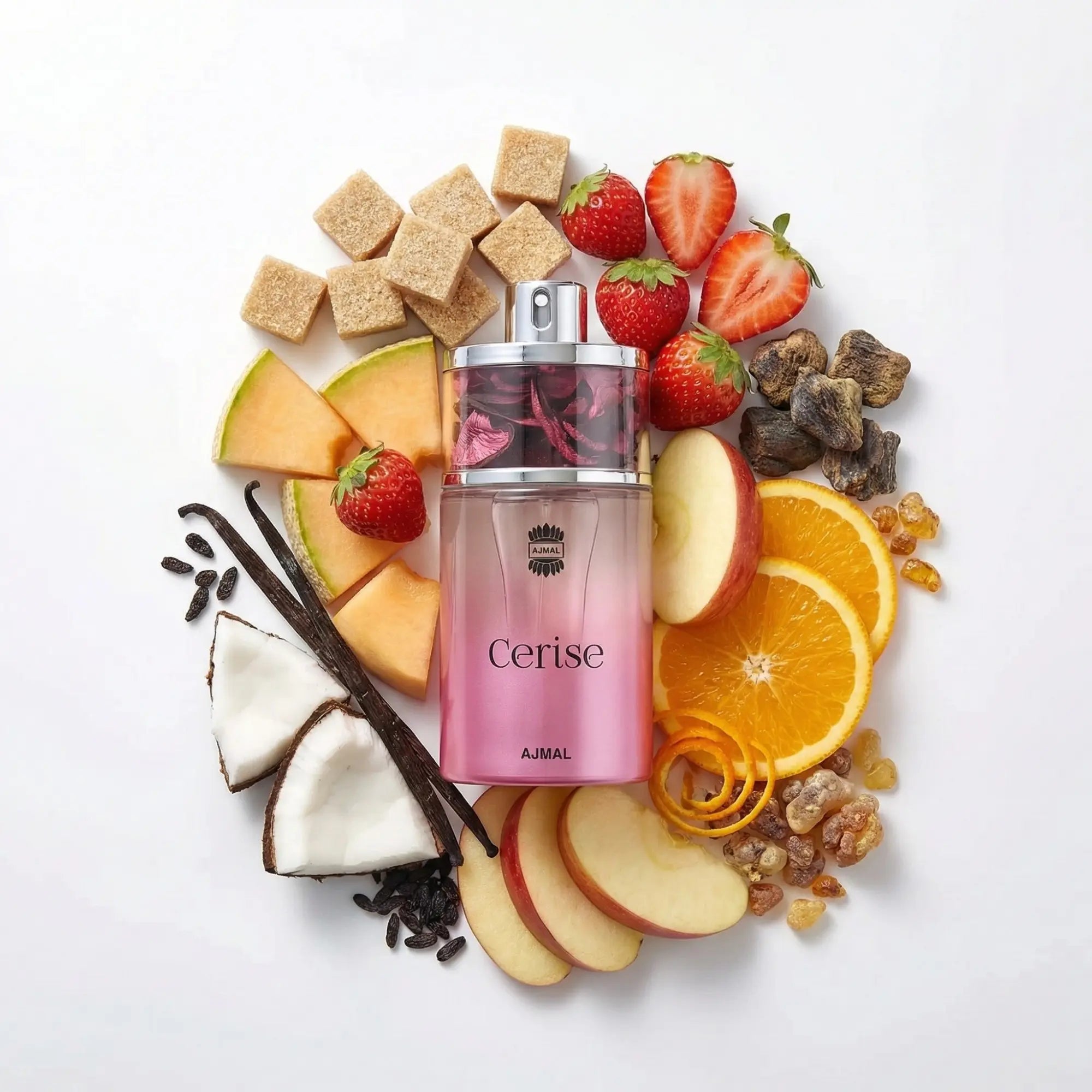 Cerise_Ajmal_Eau_de_Parfum_Para_Mujer_Fondo_Blanco_Fresa_Melon