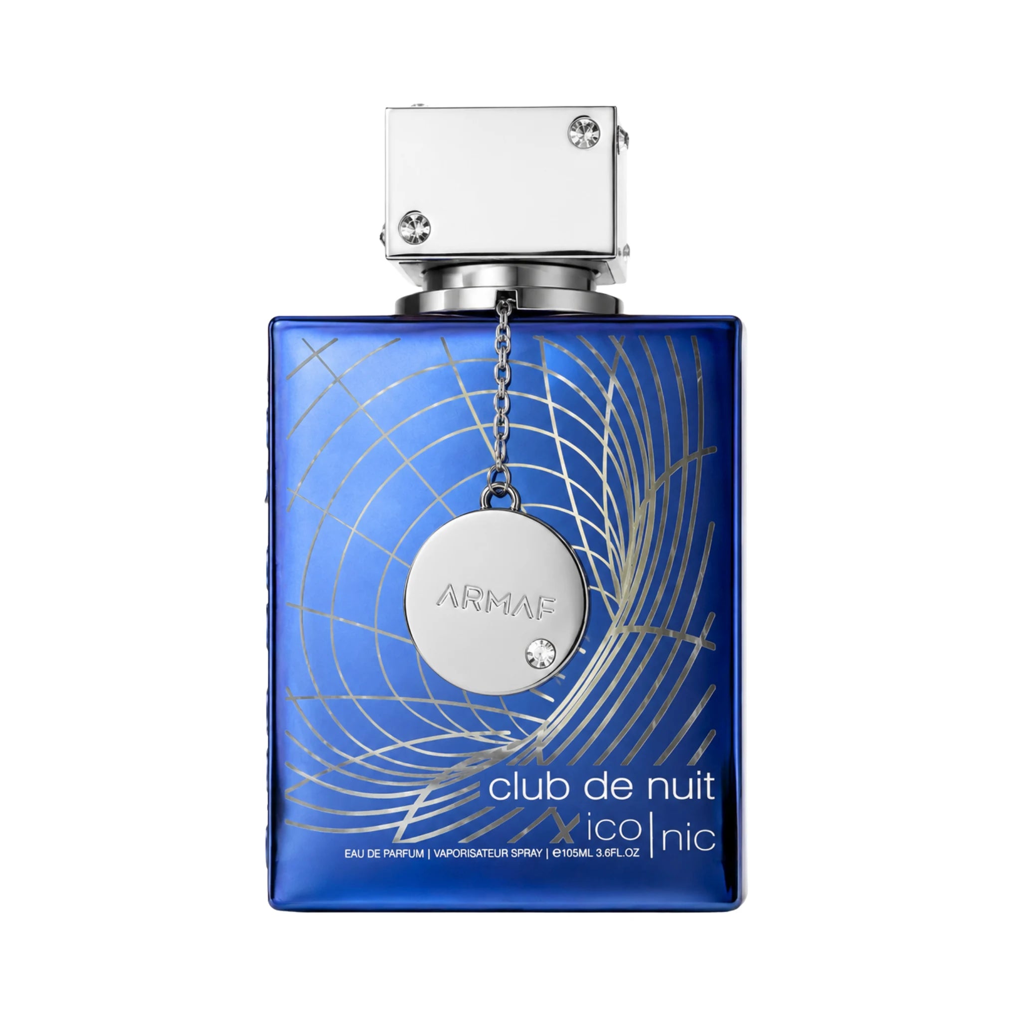 Foto frontal del Club de Nuit Blue Iconic Armaf Eau de Parfum Para Hombre fondo blanco