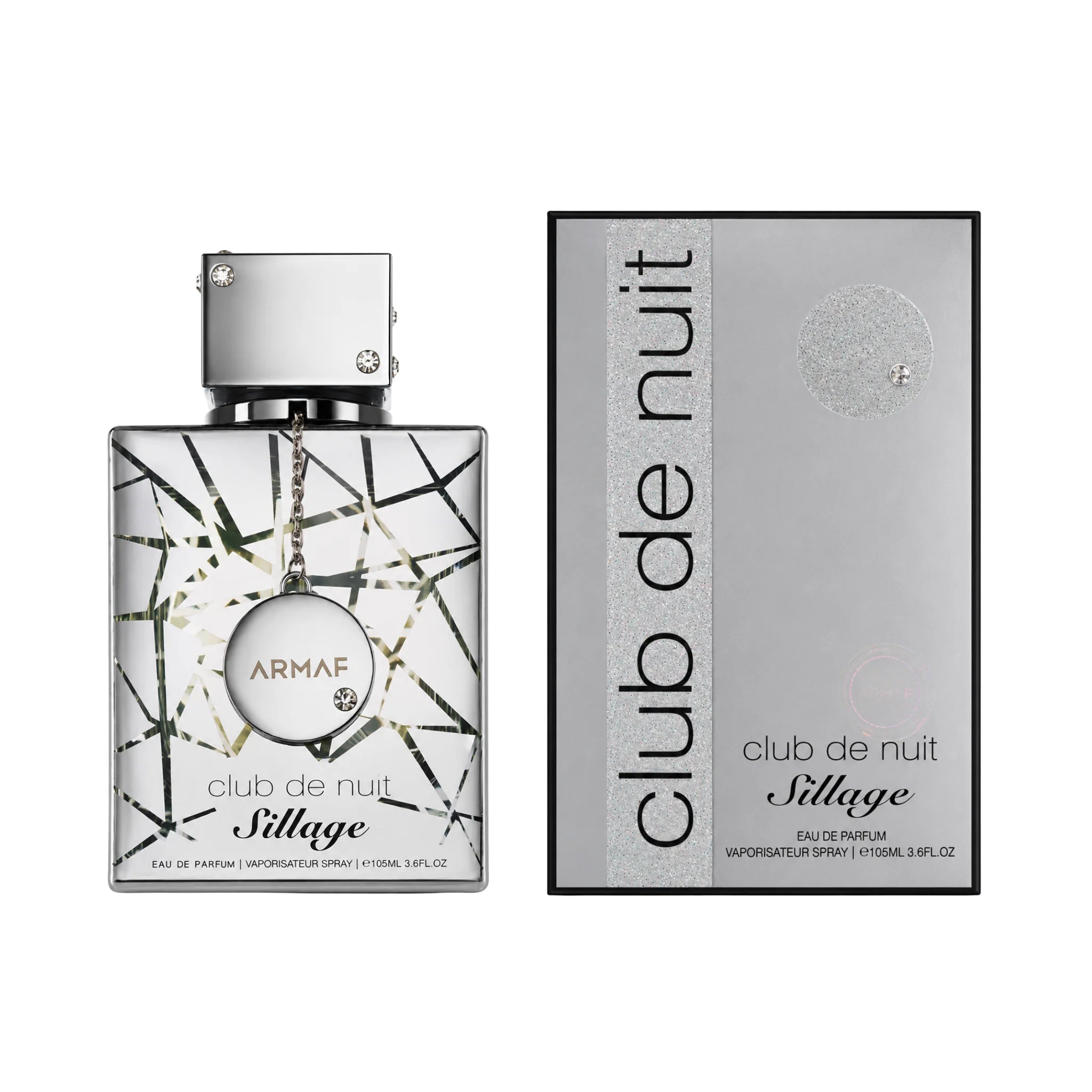 Foto frontal del Club de Nuit Sillage Armaf Eau de Parfum Para Hombre fondo blanco con caja