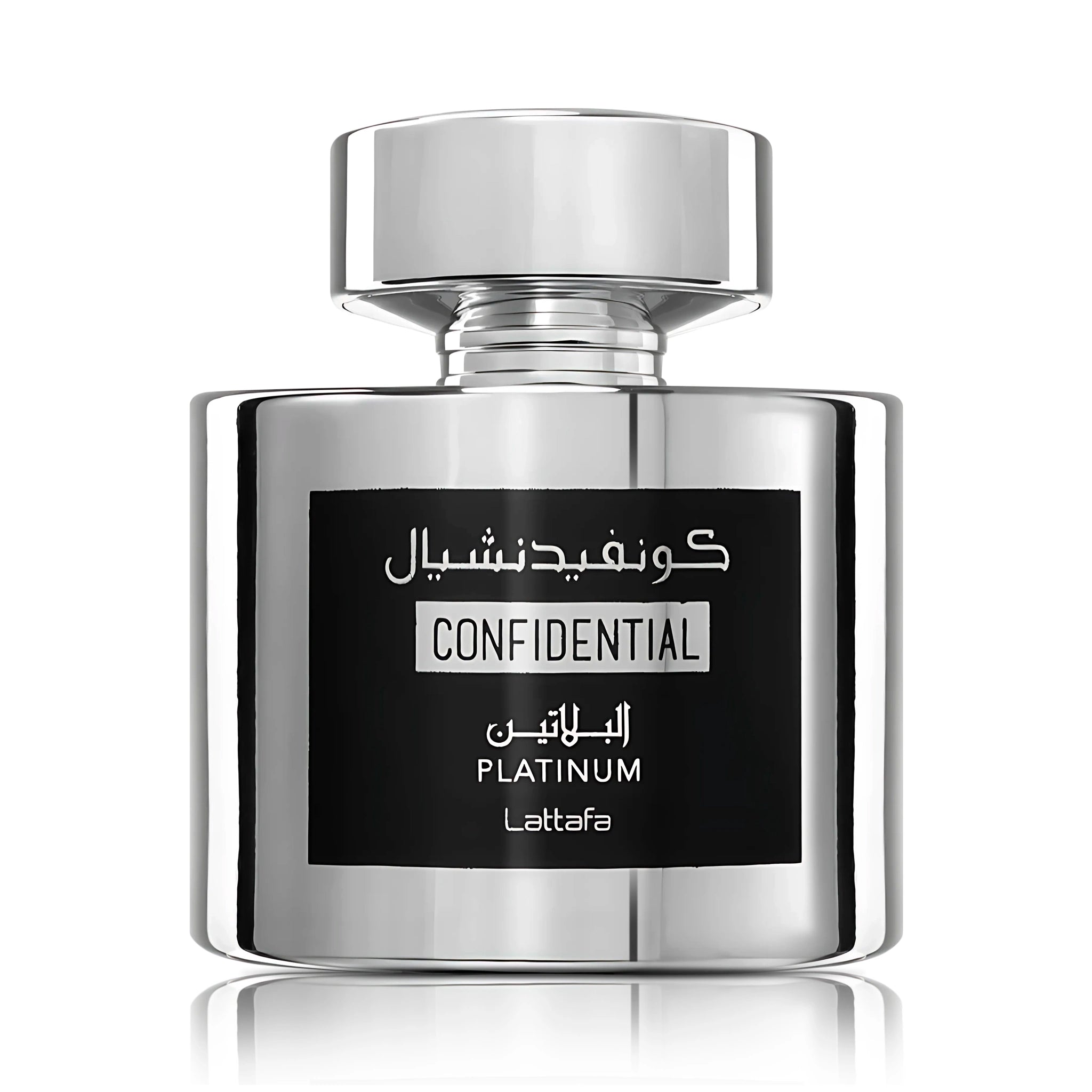 Frasco del Confidential Platinum Lattafa Eau de Parfum Para Hombre