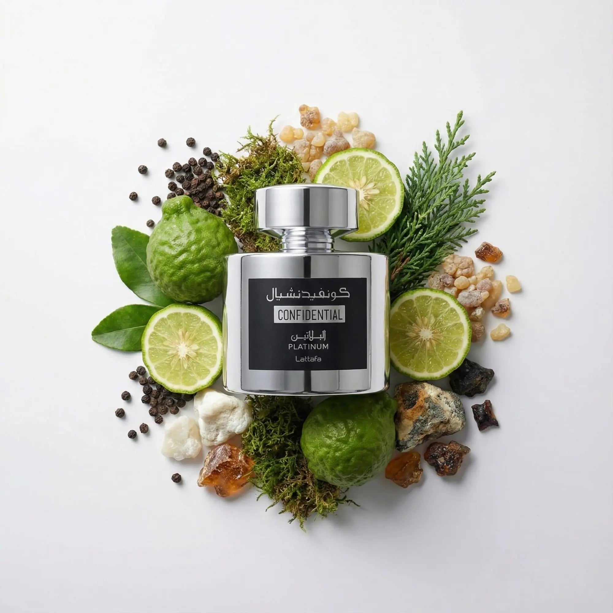 Confidential_Platinum_Lattafa_Eau_de_Parfum_Para_Hombre_Fondo_Blanco_Citricos_Bergamota