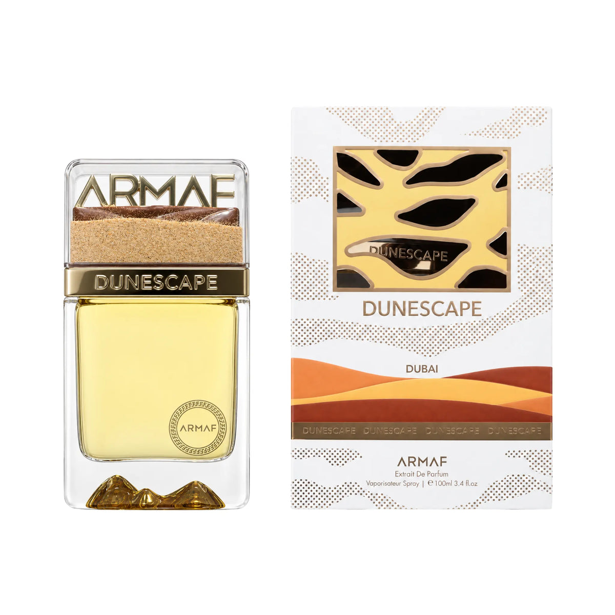 Caja y botella de Dunescape Armaf Extrait de Parfum