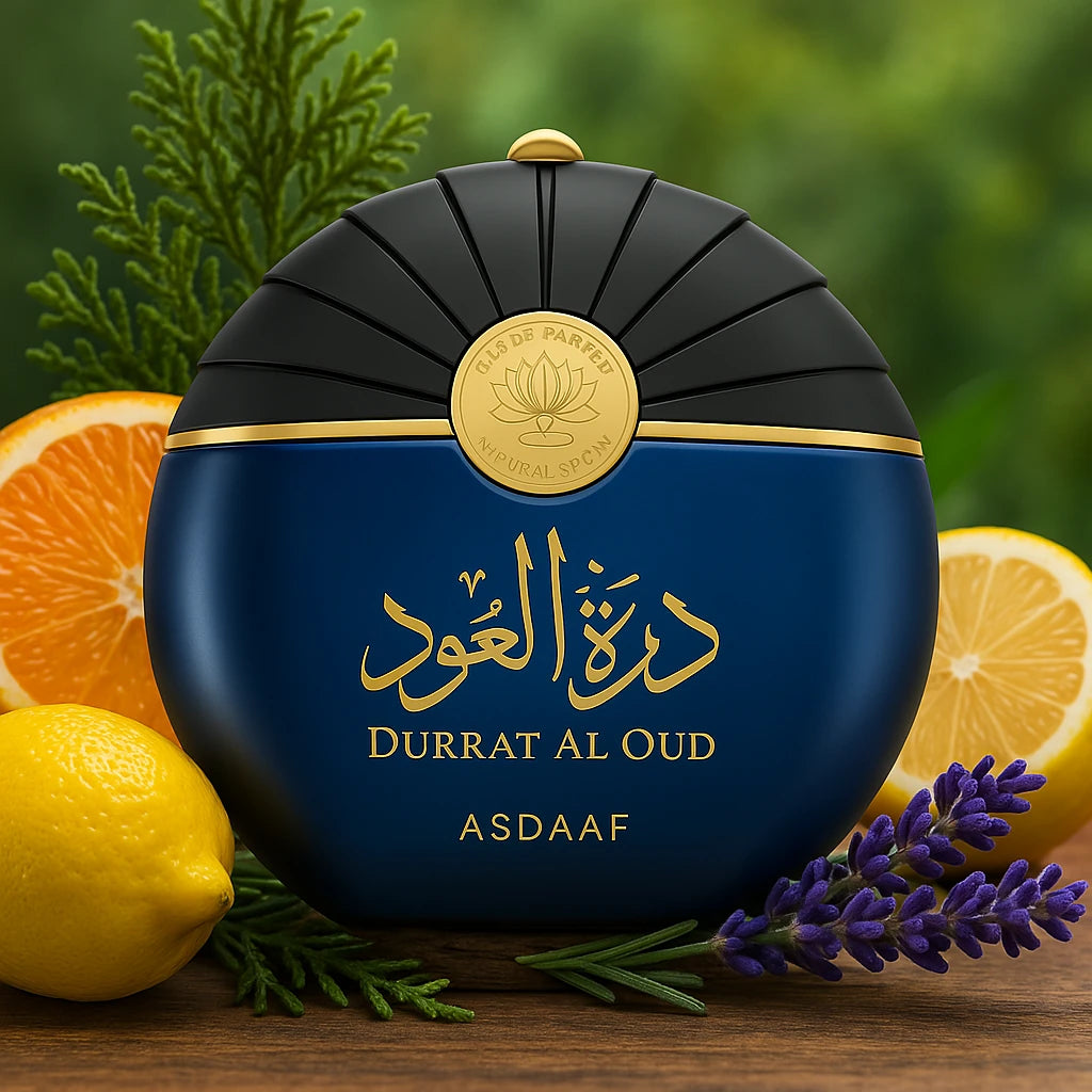 Durrat Al Oud Asdaaf Eau de Parfum Unisex con fondo de frutas