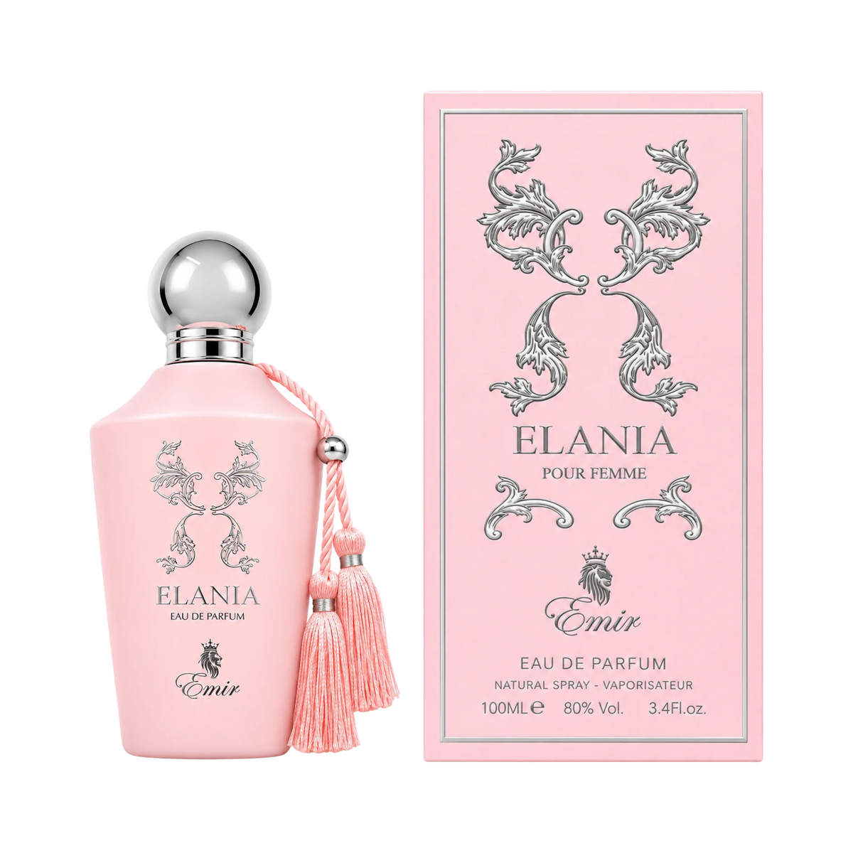 Frasco y caja de Elania Emir Eau de Parfum Para Mujer