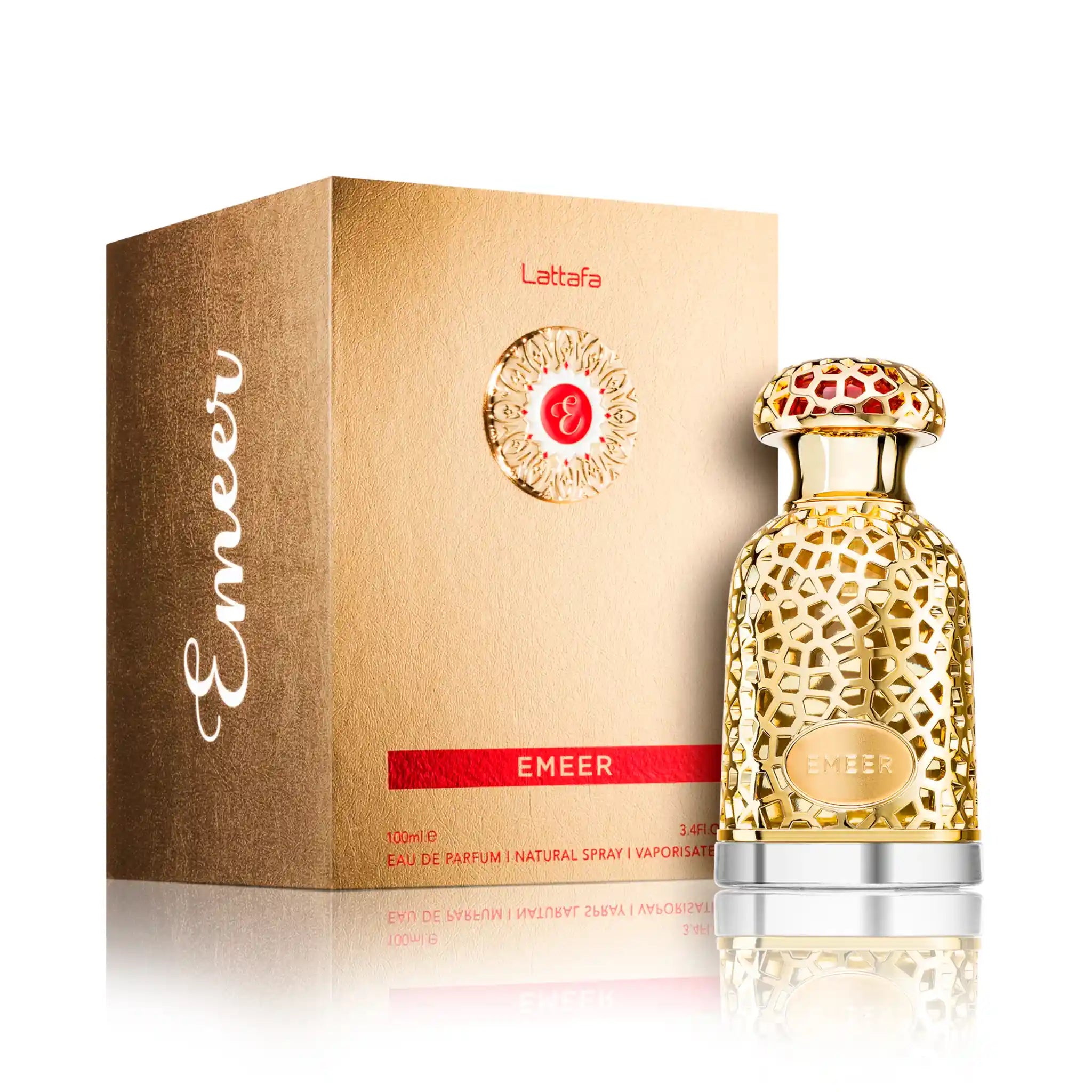 Frasco y caja de Emeer Lattafa Eau de Parfum Unisex