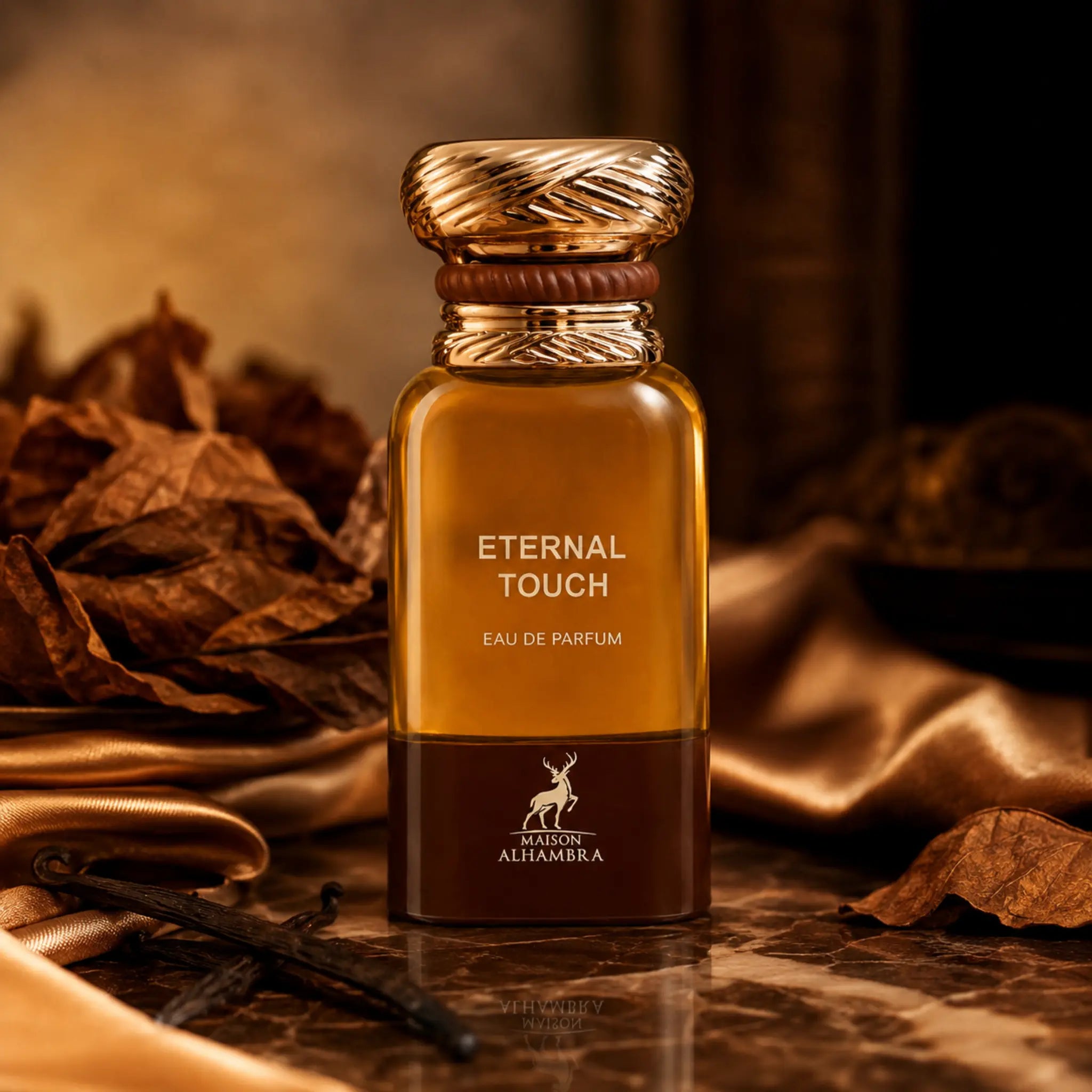 Eternal Touch Maison Alhambra Eau de Parfum Hombre con fondo creativo desertico