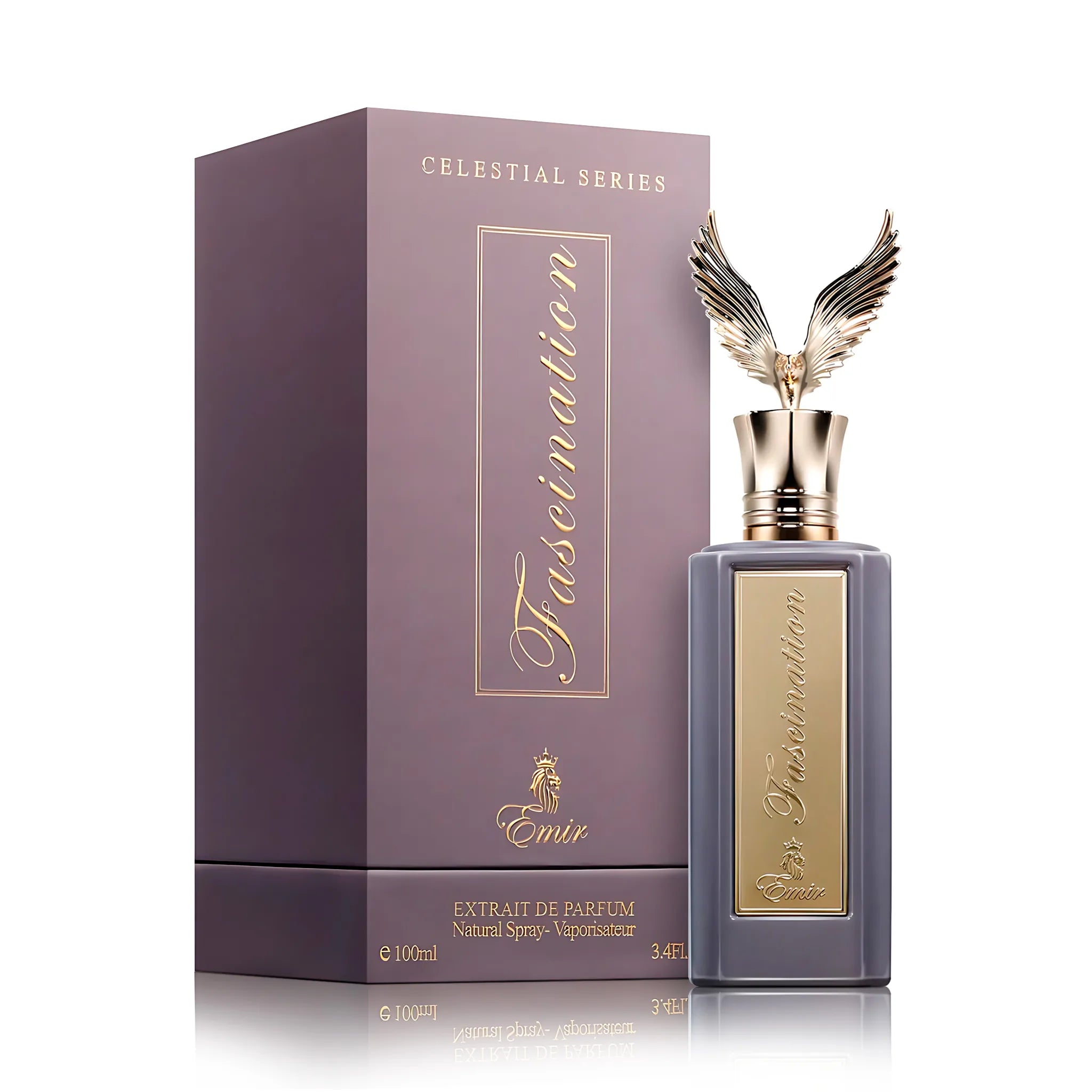 Frasco y caja de Fascination Emir Extrait de Parfum Unisex