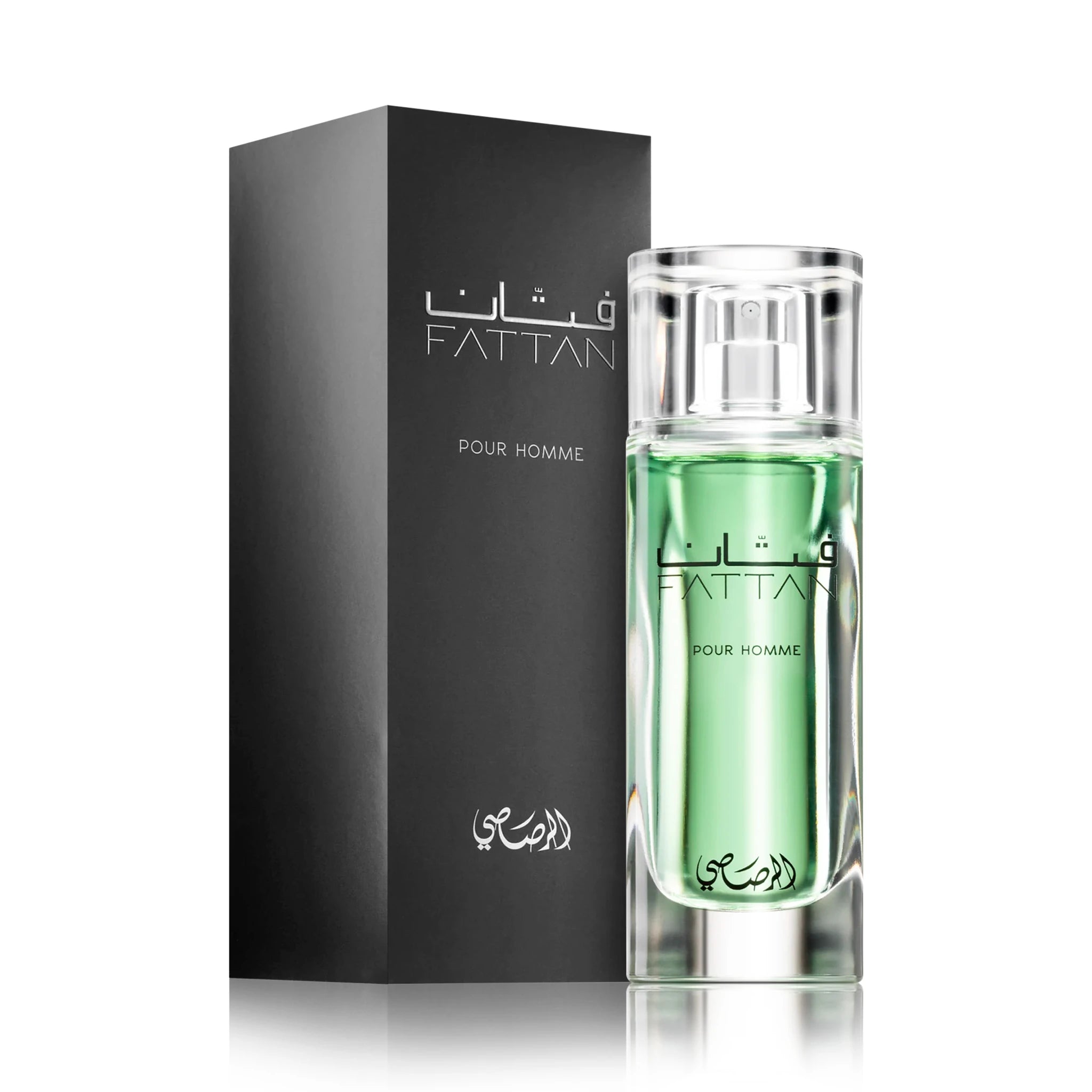 Frontal del Fattan Pour Homme Rasasi Eau de Parfum Para Hombre con su caja