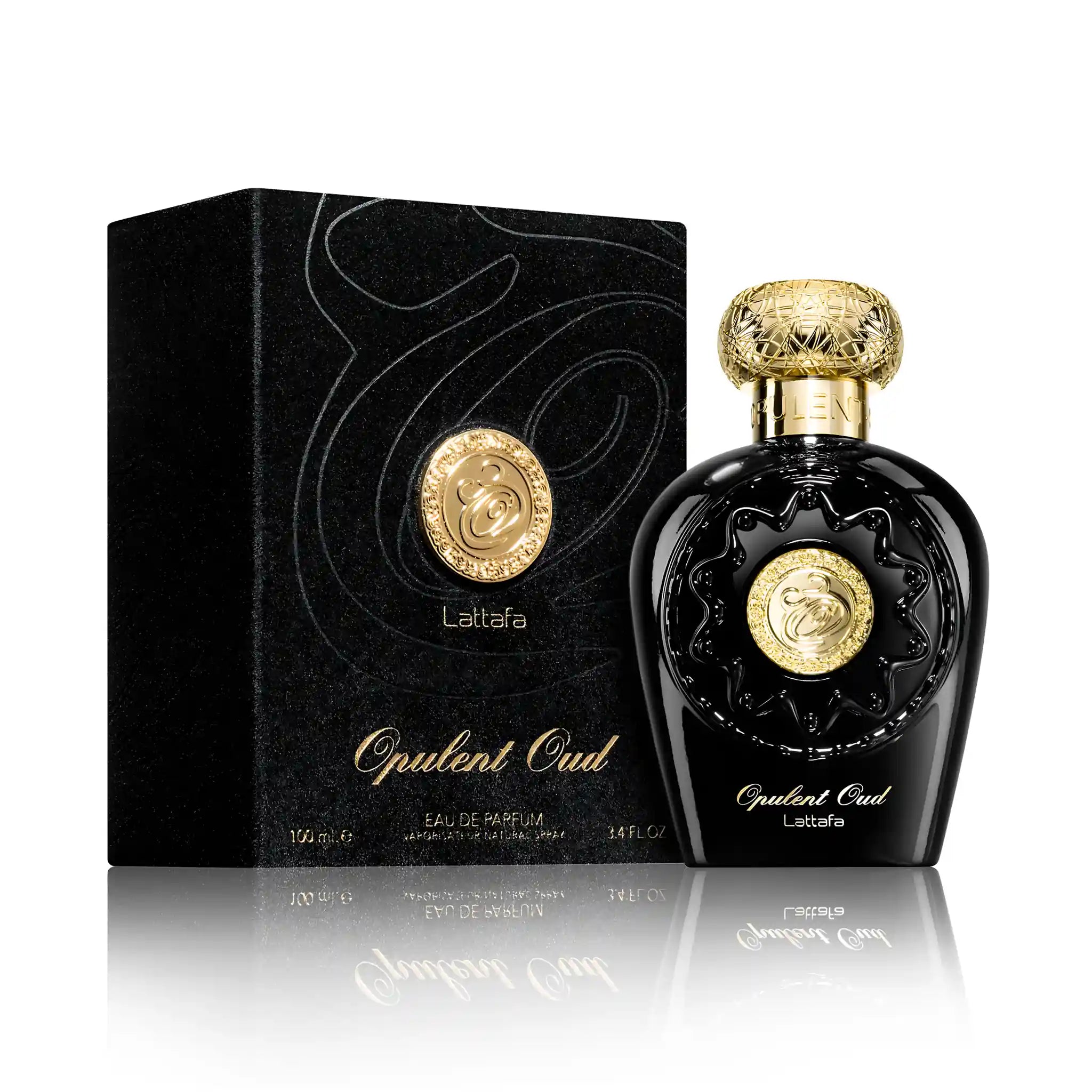 Frasco y caja del Opulent Oud Lattafa Eau de Parfum Unisex