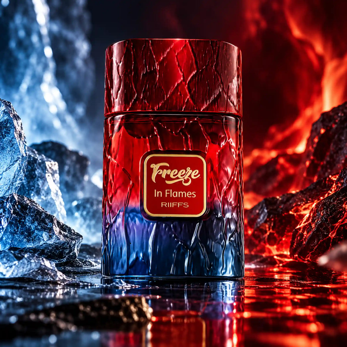 Freeze in flames Riiffs Extrait de Parfum con fondo creativo
