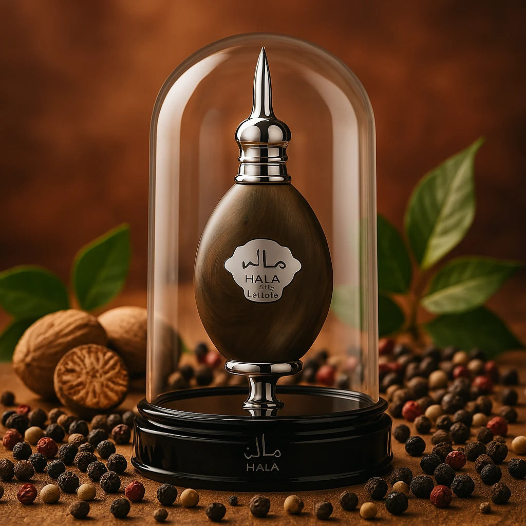 Hala Lattafa Eau de Parfum Unisex con fondo de pimienta