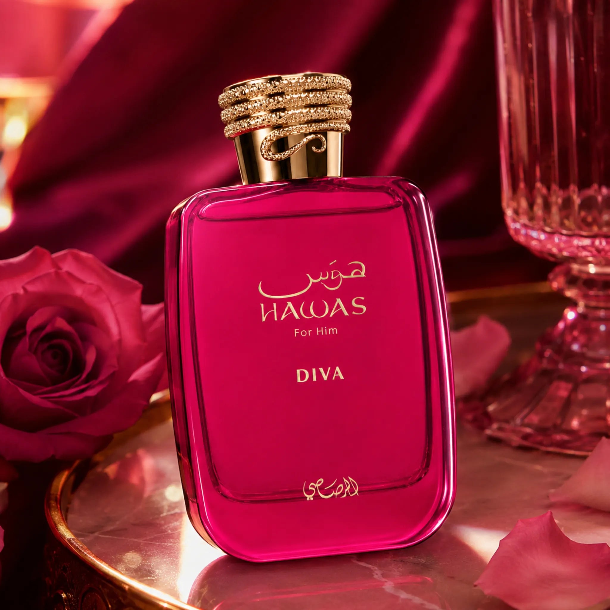Fondo creativo del perfume Hawas Diva Rasasi Eau de Parfum