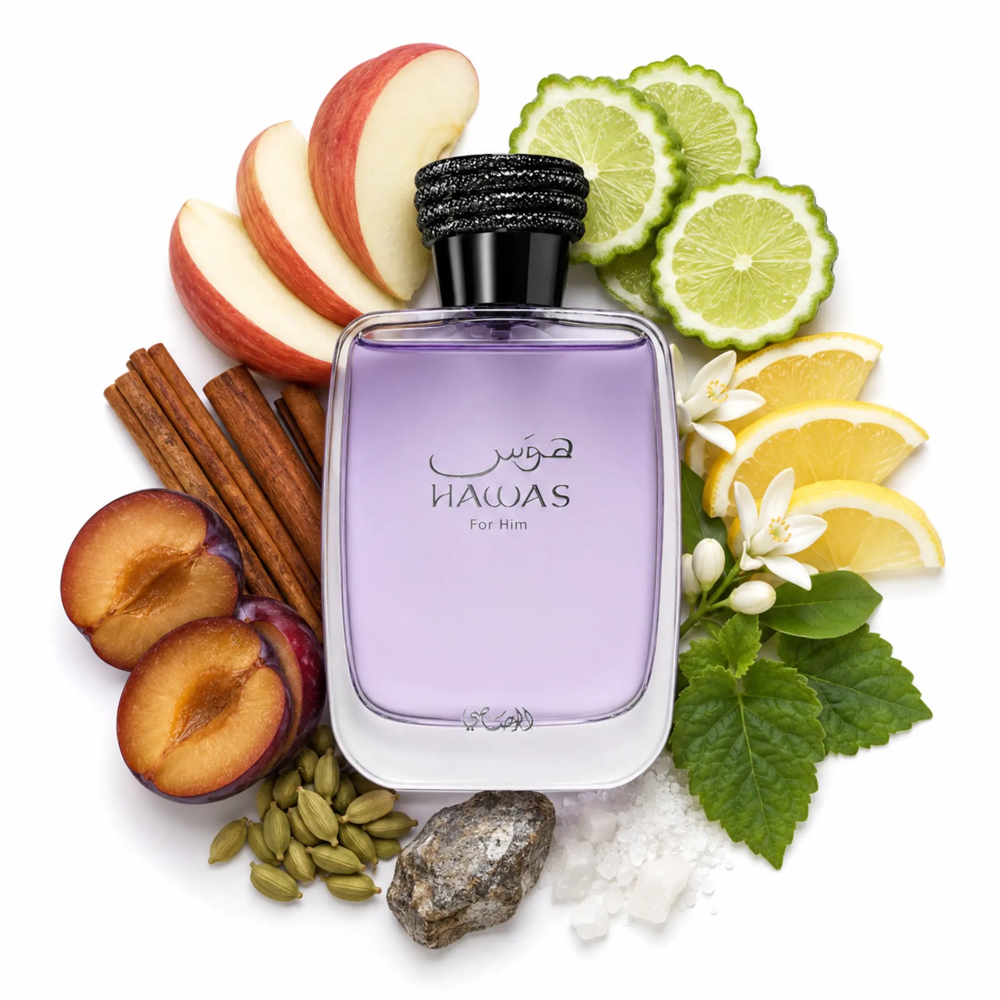 Hawas_For_Him_Rasasi_Eau_de_Parfum_Para_Hombre_Fondo_Blanco_Manzana_Canela_Bergamota_Limón